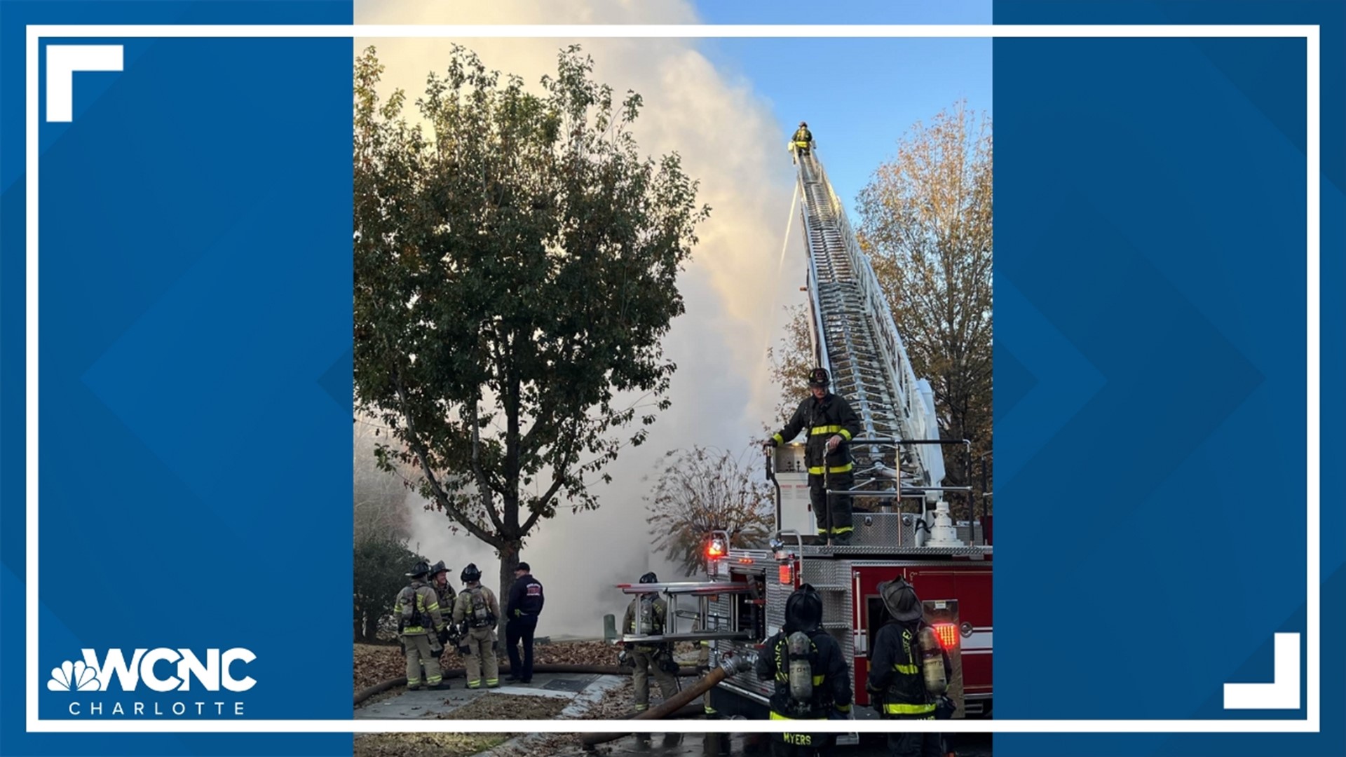 Three firefighters were injured battling a fire, Sunday morning, that destroyed a two-story home in the Steele Creek area.