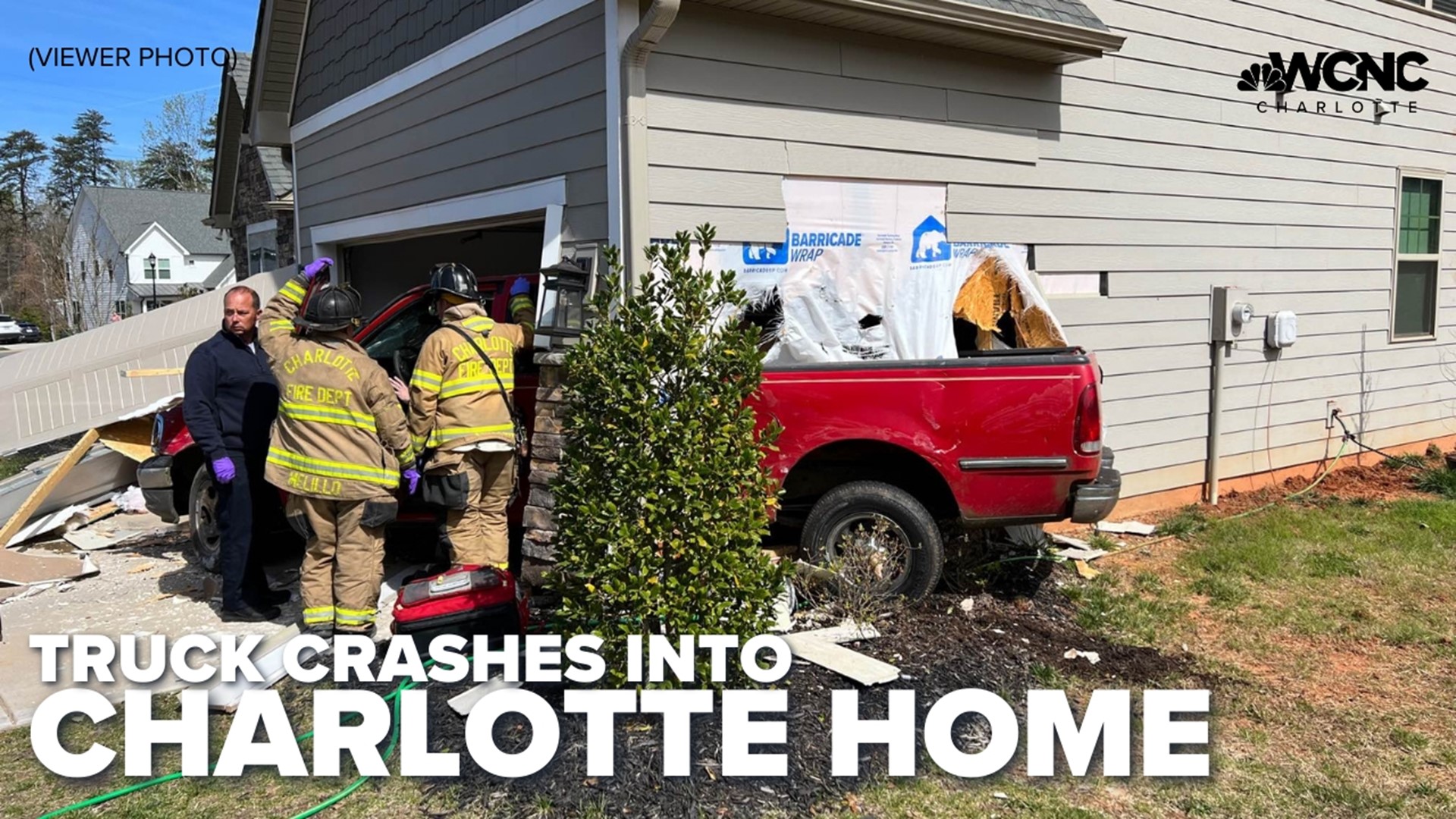 A birthday brunch was happening at the home when the truck crashed into the garage.