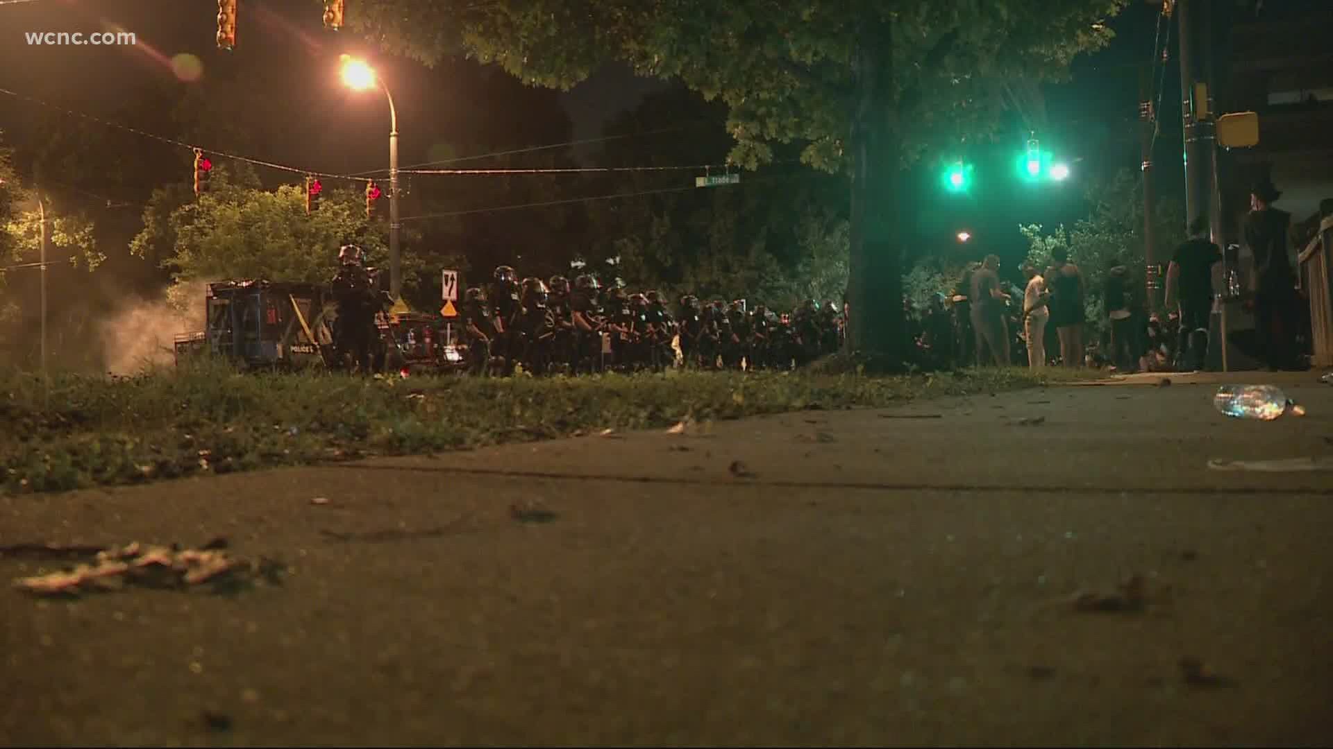 The Charlotte-Mecklenburg Police Department says they welcome peaceful protests, but when things turn violent, they must respond.
