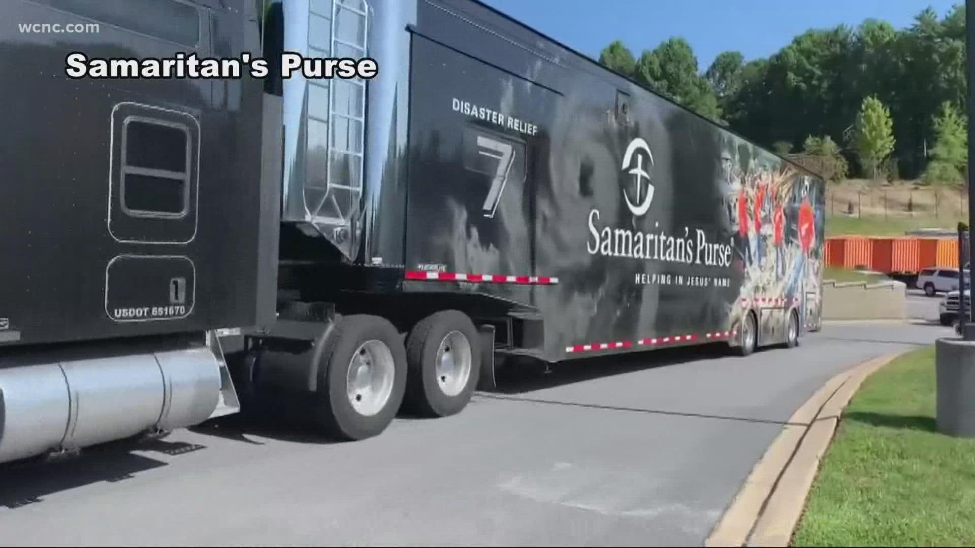 The Samaritan’s Purse deployed its large disaster relief truck from North Carolina with a stop in Alabama.
