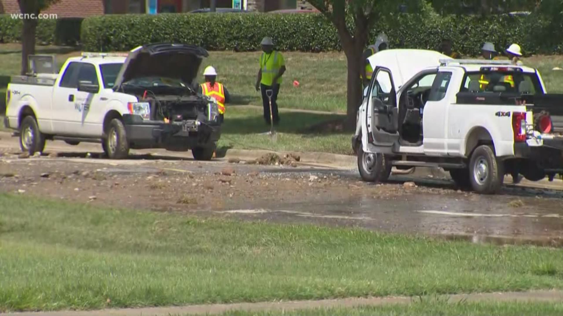 Crews are working to repair a broken water main in Ballantyne in the area of Rea Road and Ardrey Kell Road.