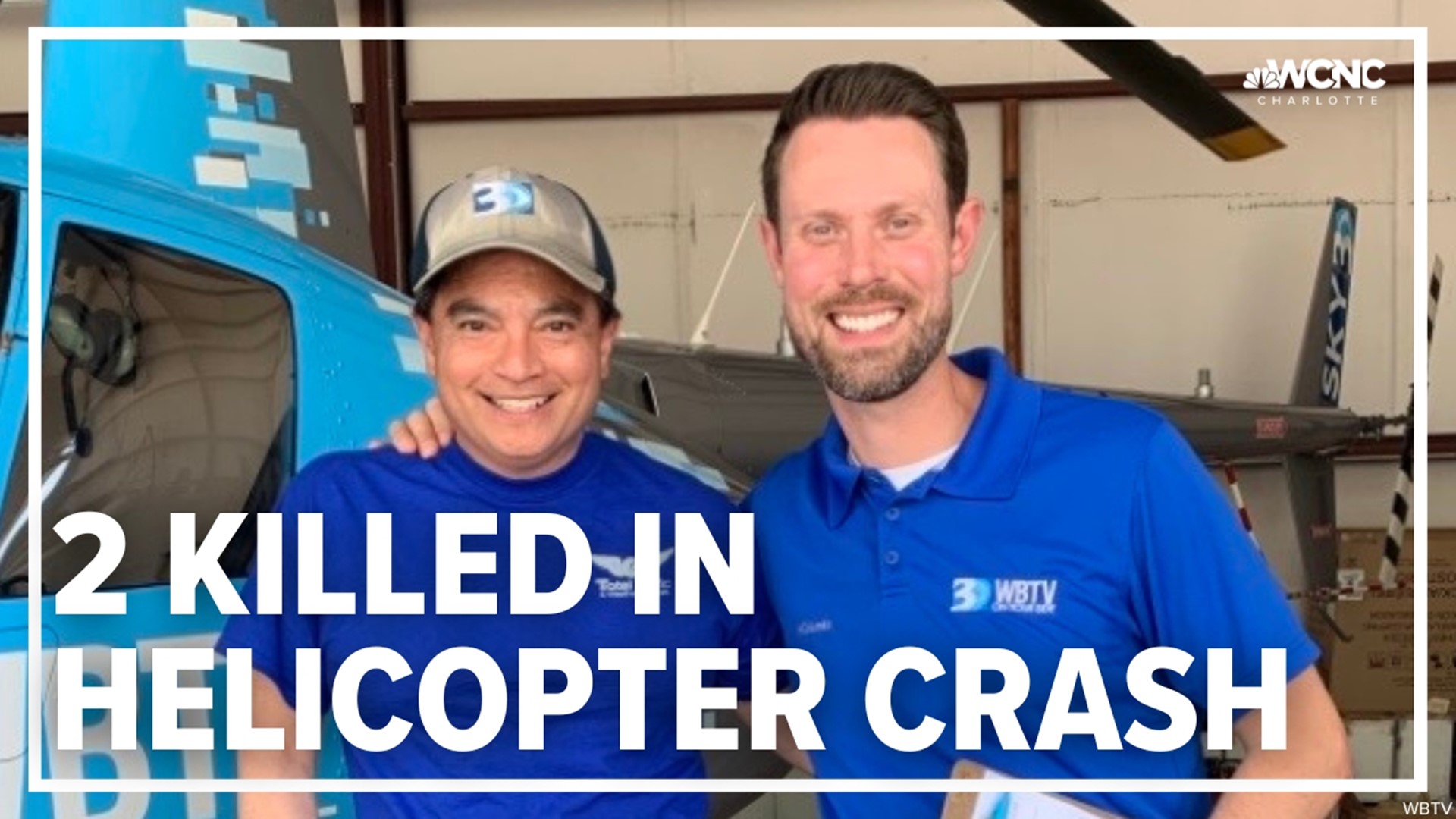 Two people were killed in a helicopter crash along Interstate 77 near Tyvola Road in south Charlotte Tuesday afternoon.
