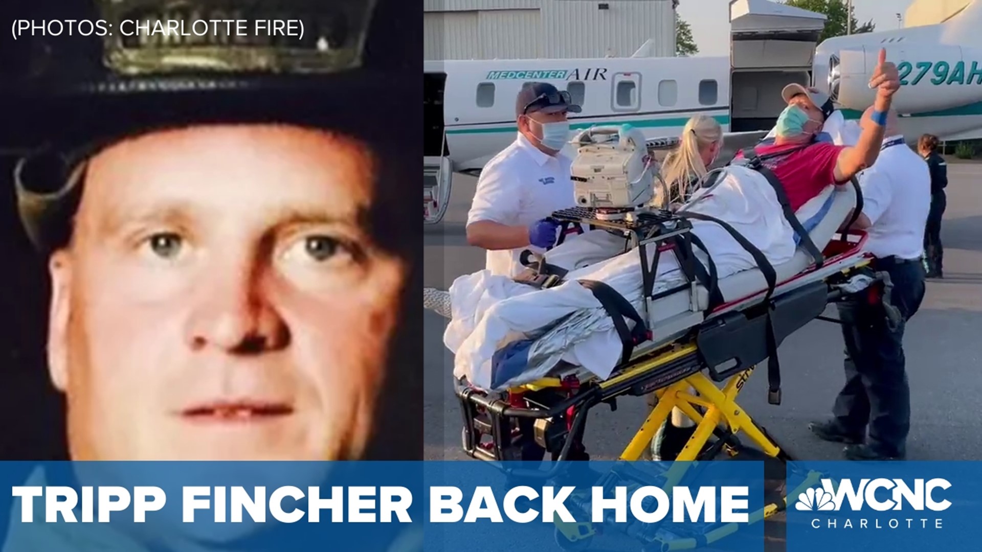 Tripp Fincher was hurt in a hunting accident in Kansas, but is now back in Charlotte for treatment.