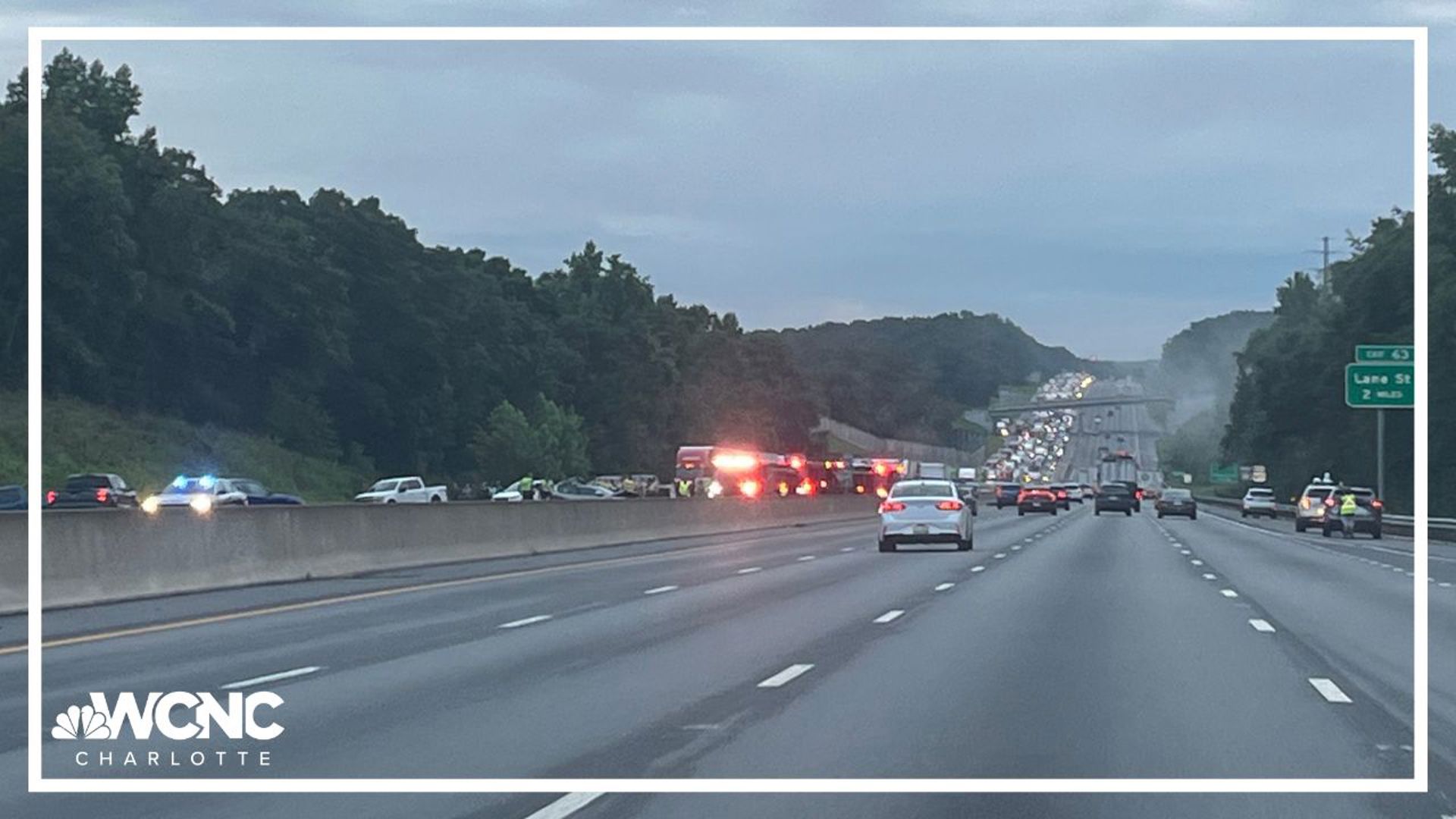 A crash shut down all southbound lanes of I-85 in Kannapolis on Friday morning.