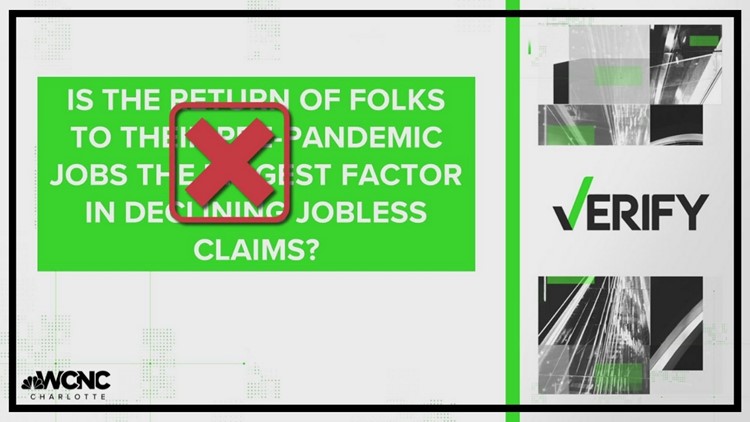 Economists say folks returning to prior jobs not biggest factor in lower jobless claims