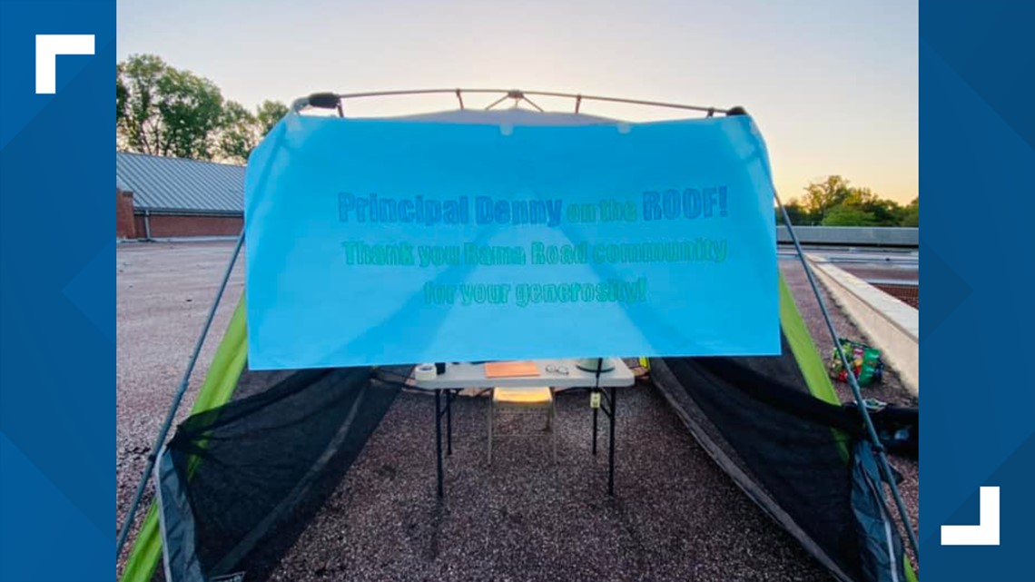 Rama Road Elementary principal works on school roof for a day