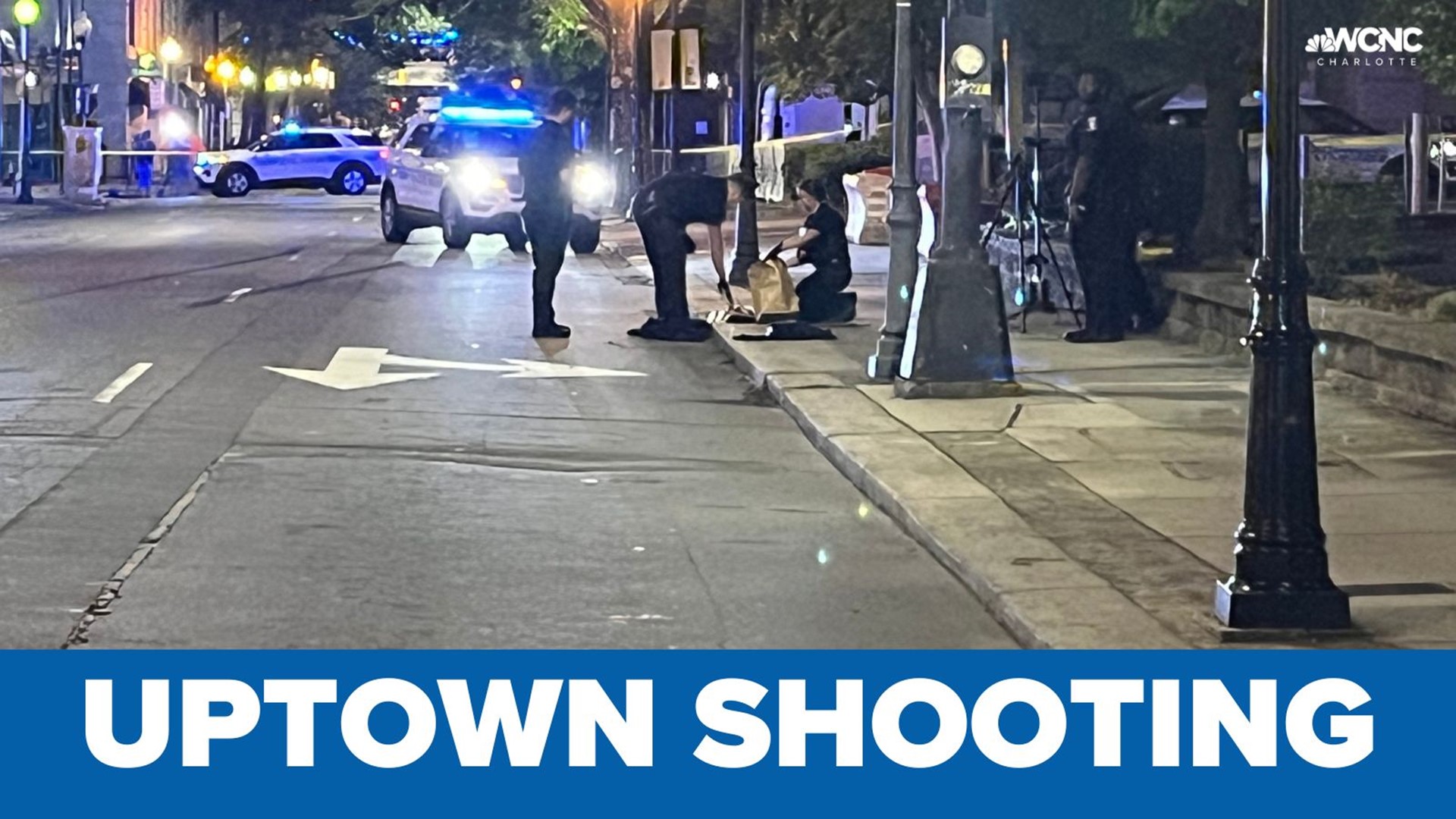 One person was taken to the hospital with life-threatening injuries after a shooting on College Street in Uptown Charlotte early Thursday, Medic said.