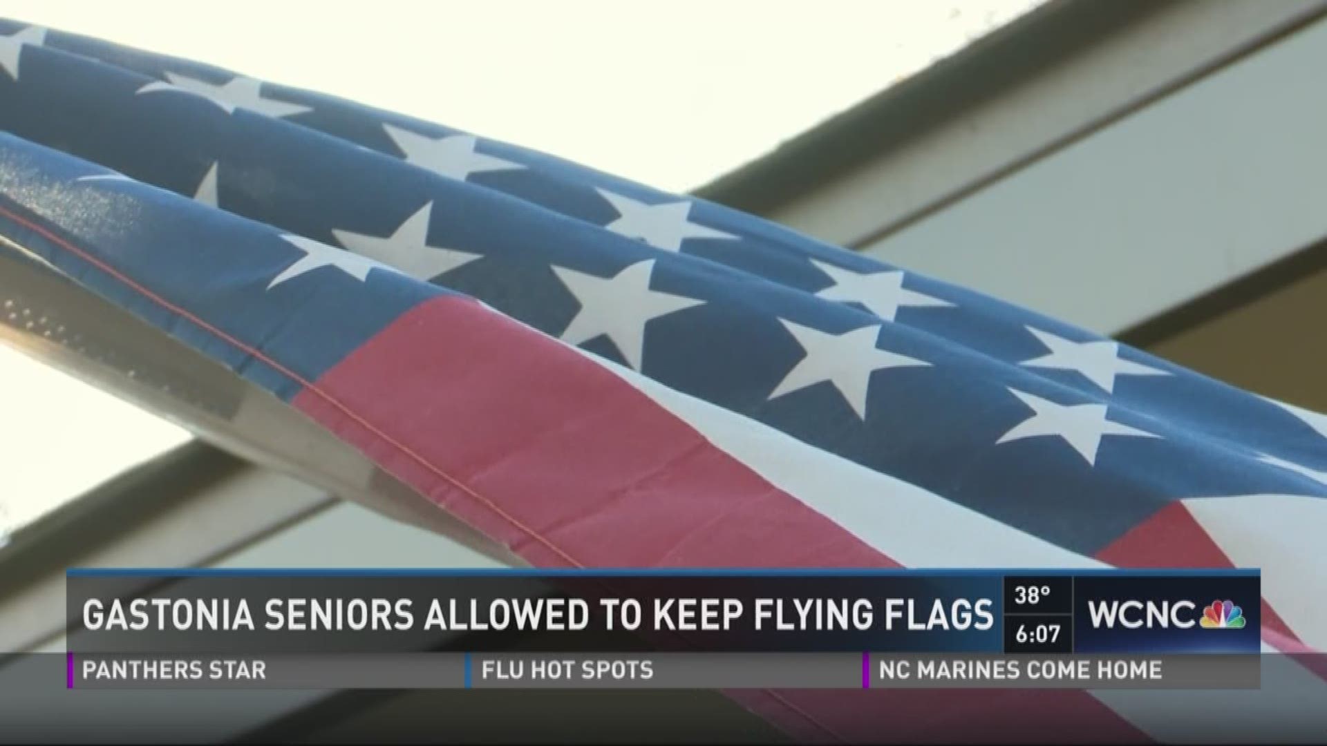 A group of senior citizens can keep flying their American flags.