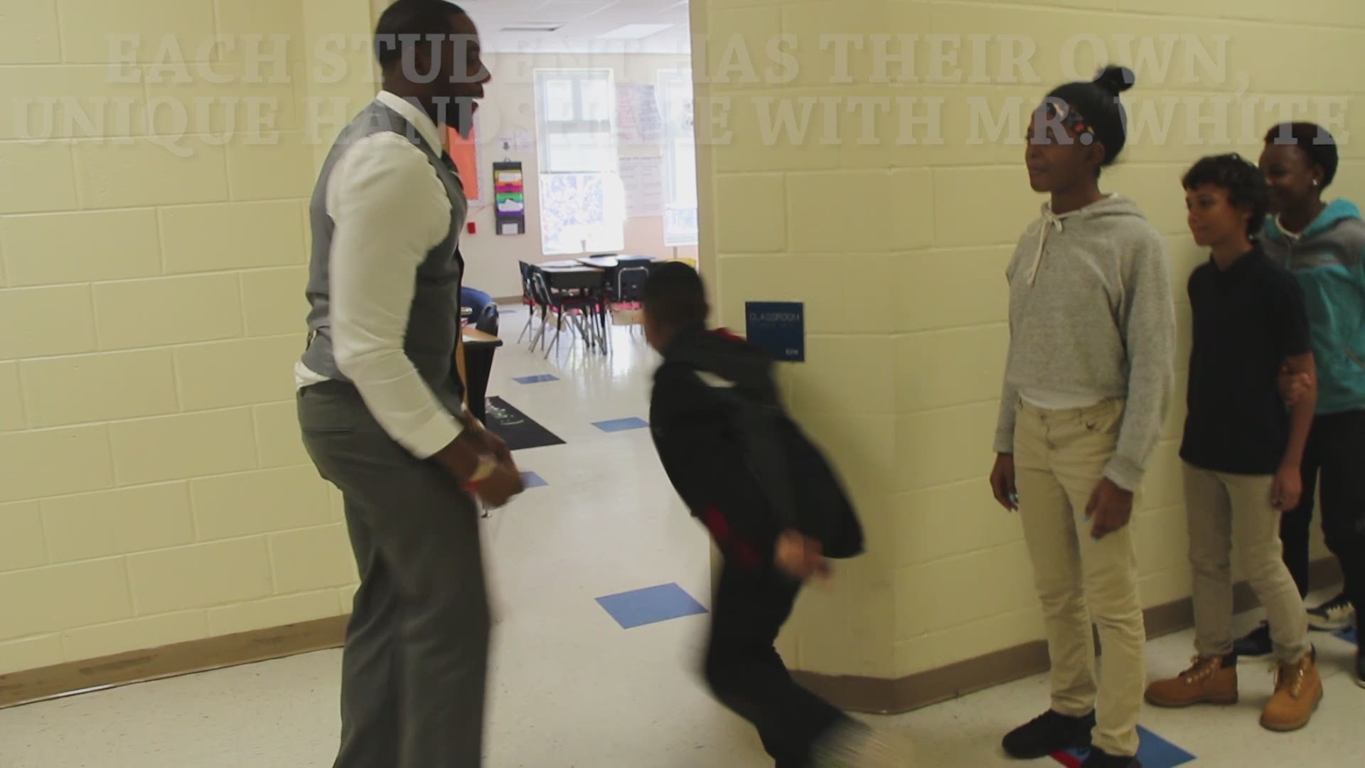 Rather than starting class off with attendance, Charlotte-Mecklenburg 5th grade teacher Barry White Jr. has a unique way to connect with each of his students before entering the classroom.