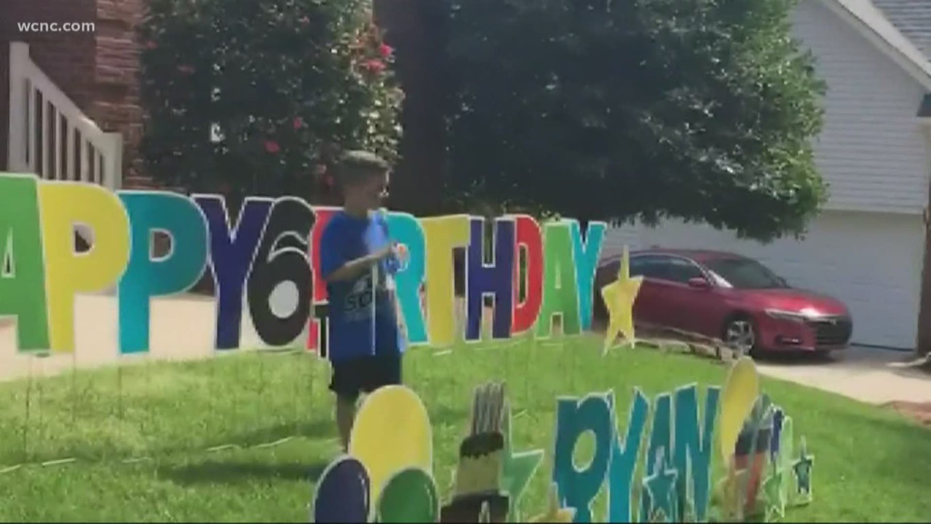 His 6th birthday party was canceled due to the coronavirus, so it was replaced with a parade of his family and friends.
