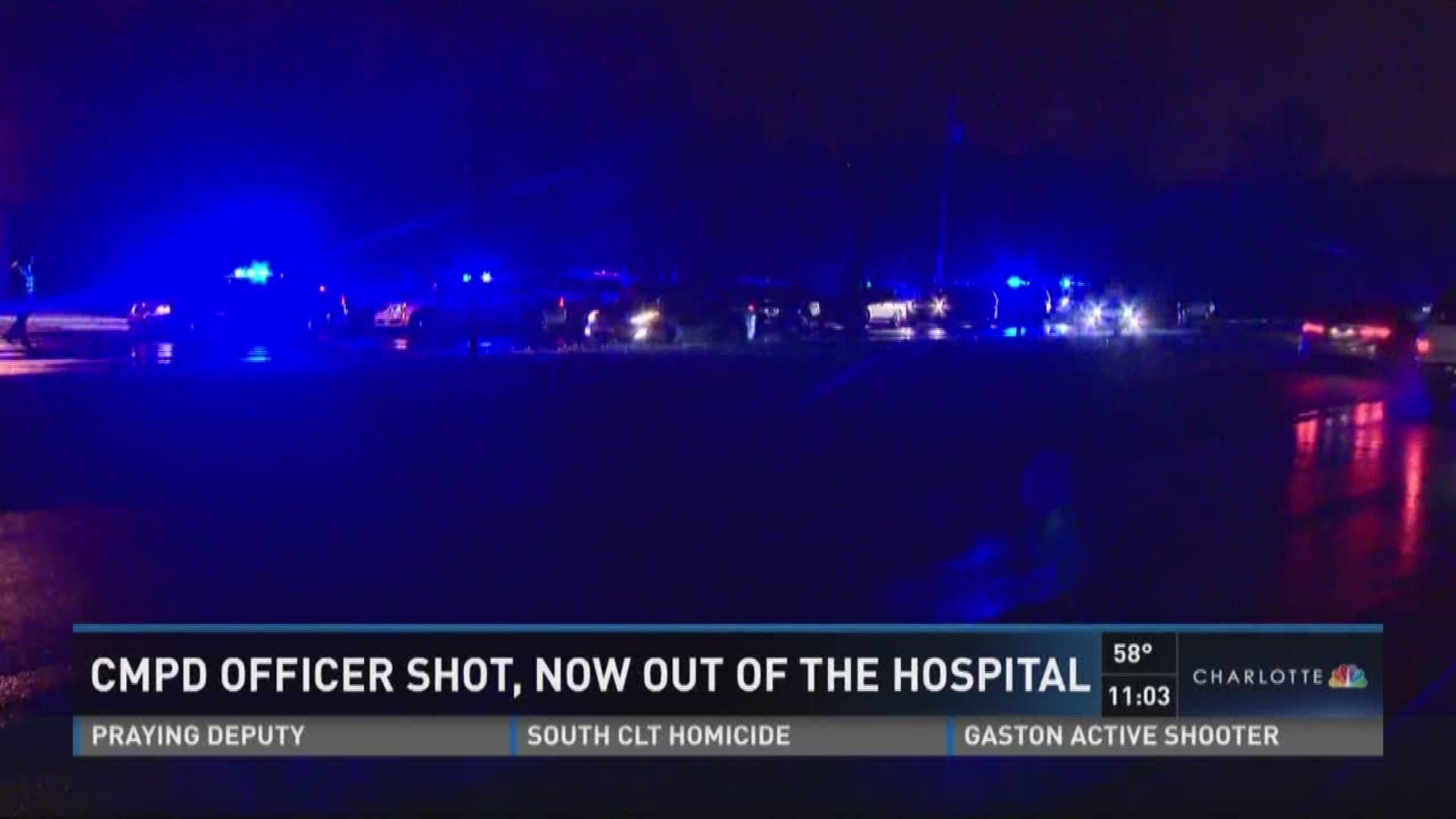 The Charlotte-Mecklenburg Police officer shot Saturday night has been released from the hospital.