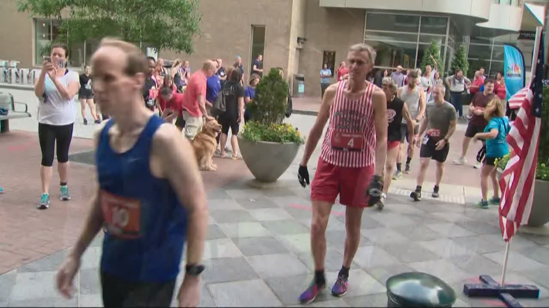Hundreds participated in the Tunnel to Towers stair climb at the Duke Energy building in uptown Saturday.