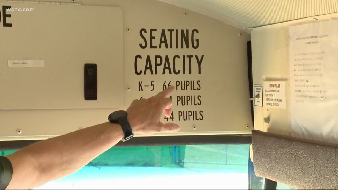 Lancaster County Schools tour of school bus, COVID-19 precautions 