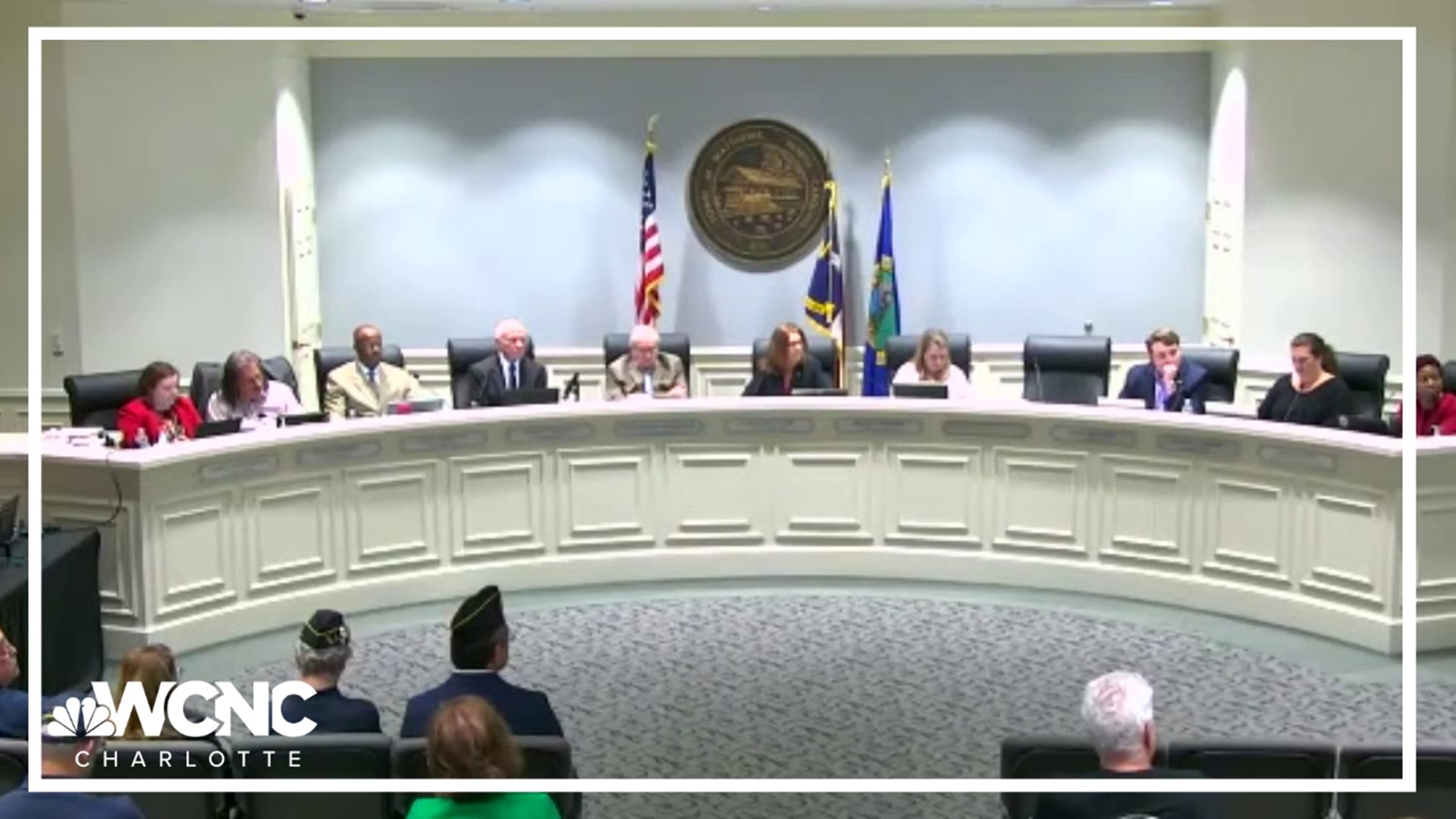 A routine commissioners meeting in Matthews took a shocking turn on Monday