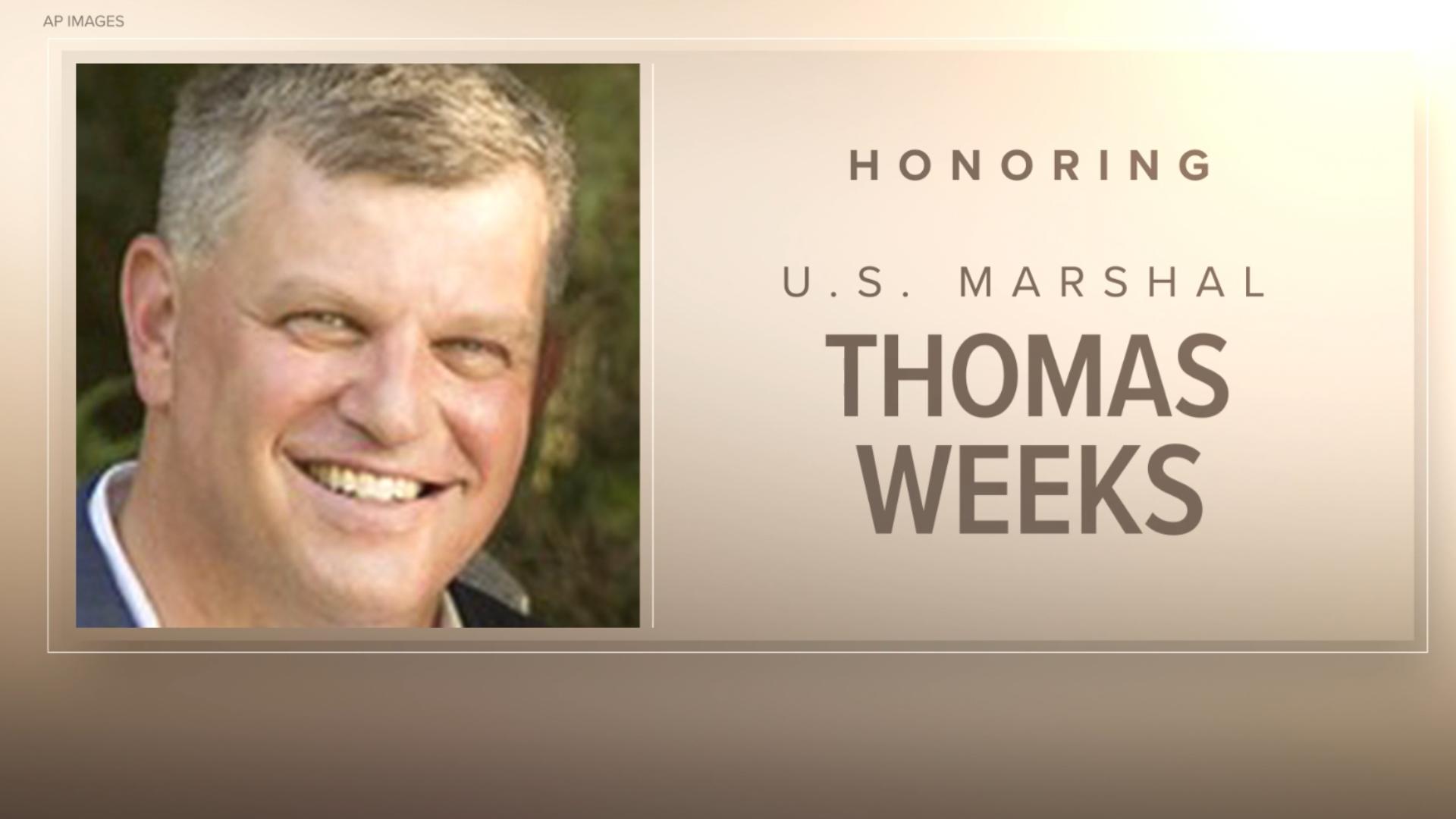 Family, friends and colleagues gather in Charlotte to remember Deputy U.S. Marshal Thomas Weeks, one of four law enforcement officers killed in last week's shooting.