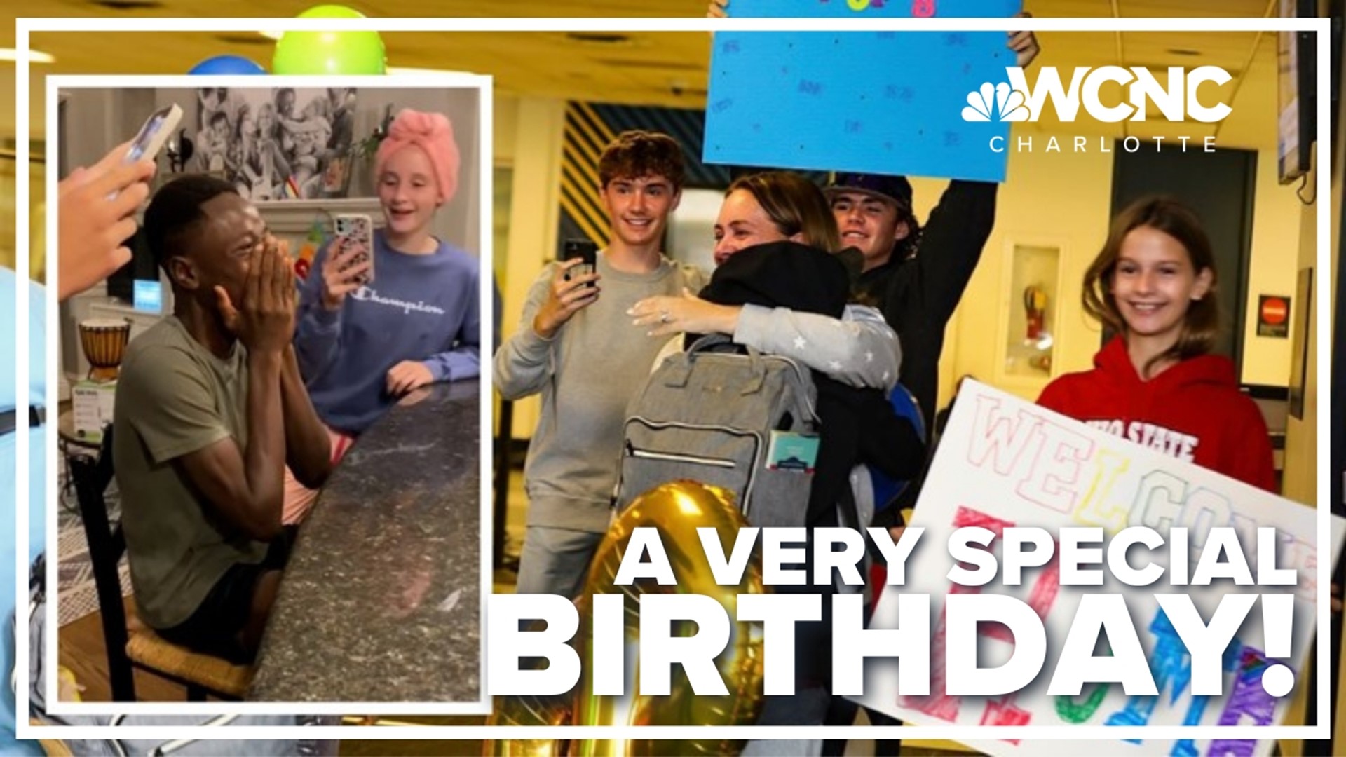 A young man cries happy tears at the sight of his first birthday cake ever!