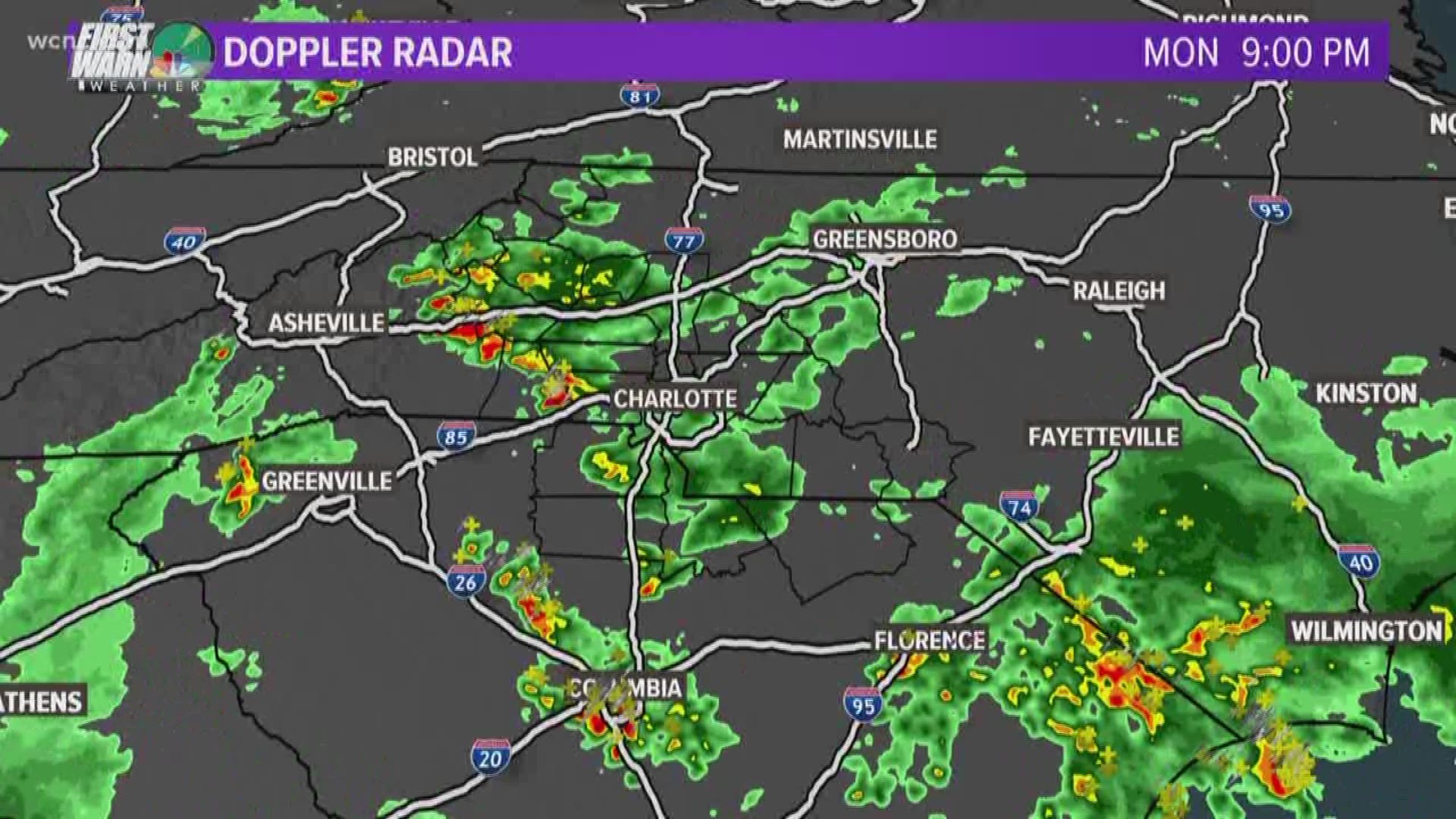 Strong storms drop heavy rain and hail on the Carolinas