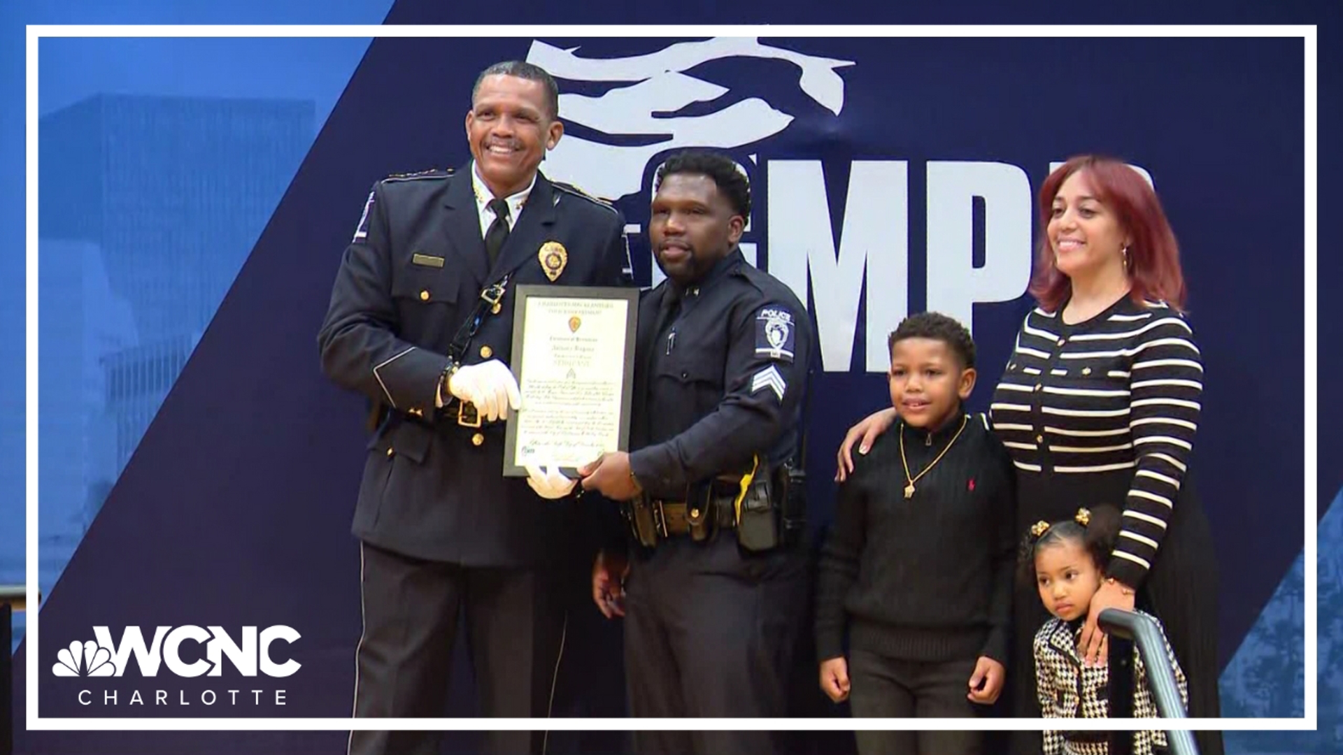 Chief Jennings applauded CMPD's new officers during a promotions ceremony at the police academy on Friday.