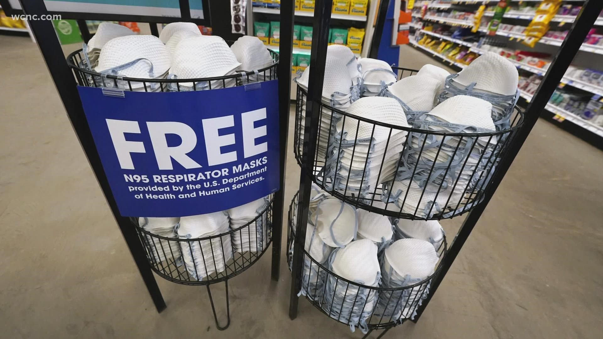 Pharmacies and health centers across the Carolinas have been giving out free N95 masks from the federal government.
