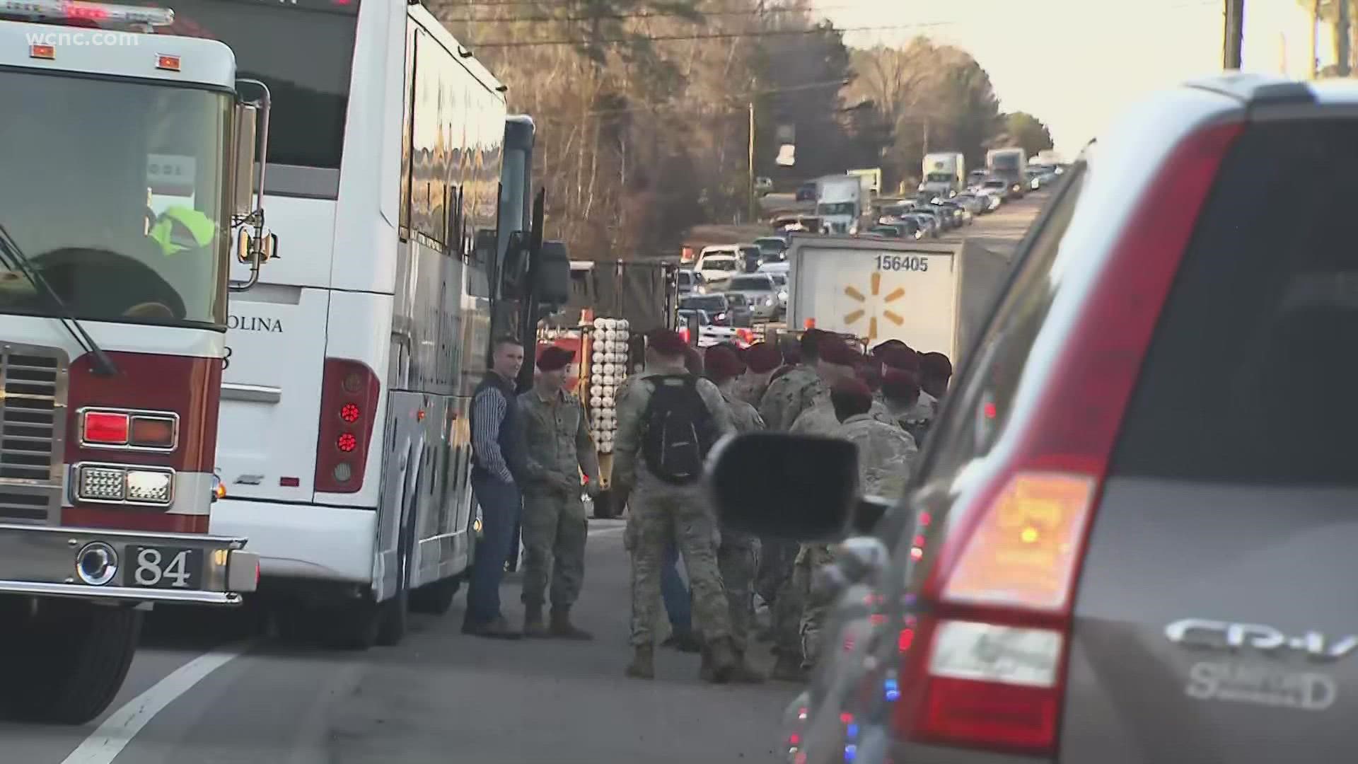 The soldiers were on the way to Charlotte for a Charlotte Hornets game.