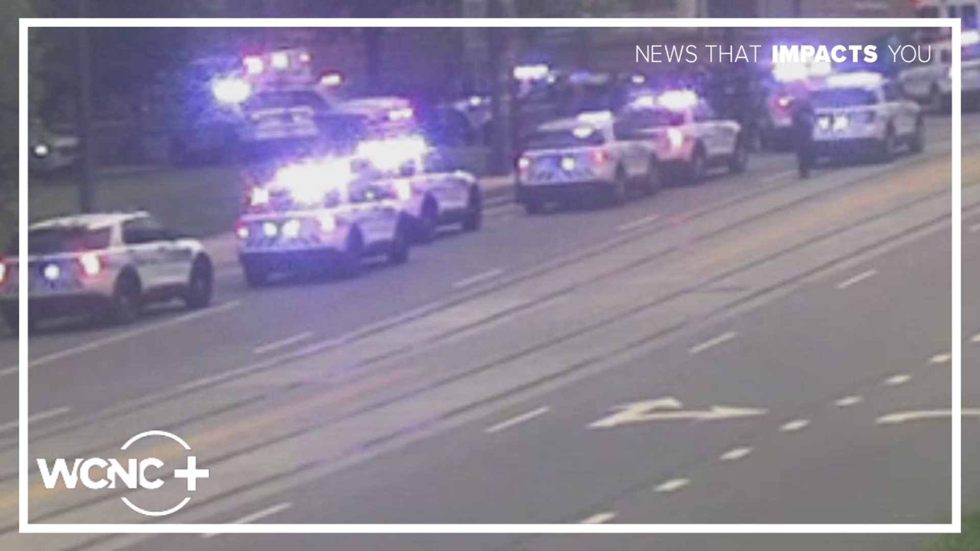 The crash happened on westbound Trade Street at Sycamore Street, just before the Interstate 77 interchange, around 8 a.m.