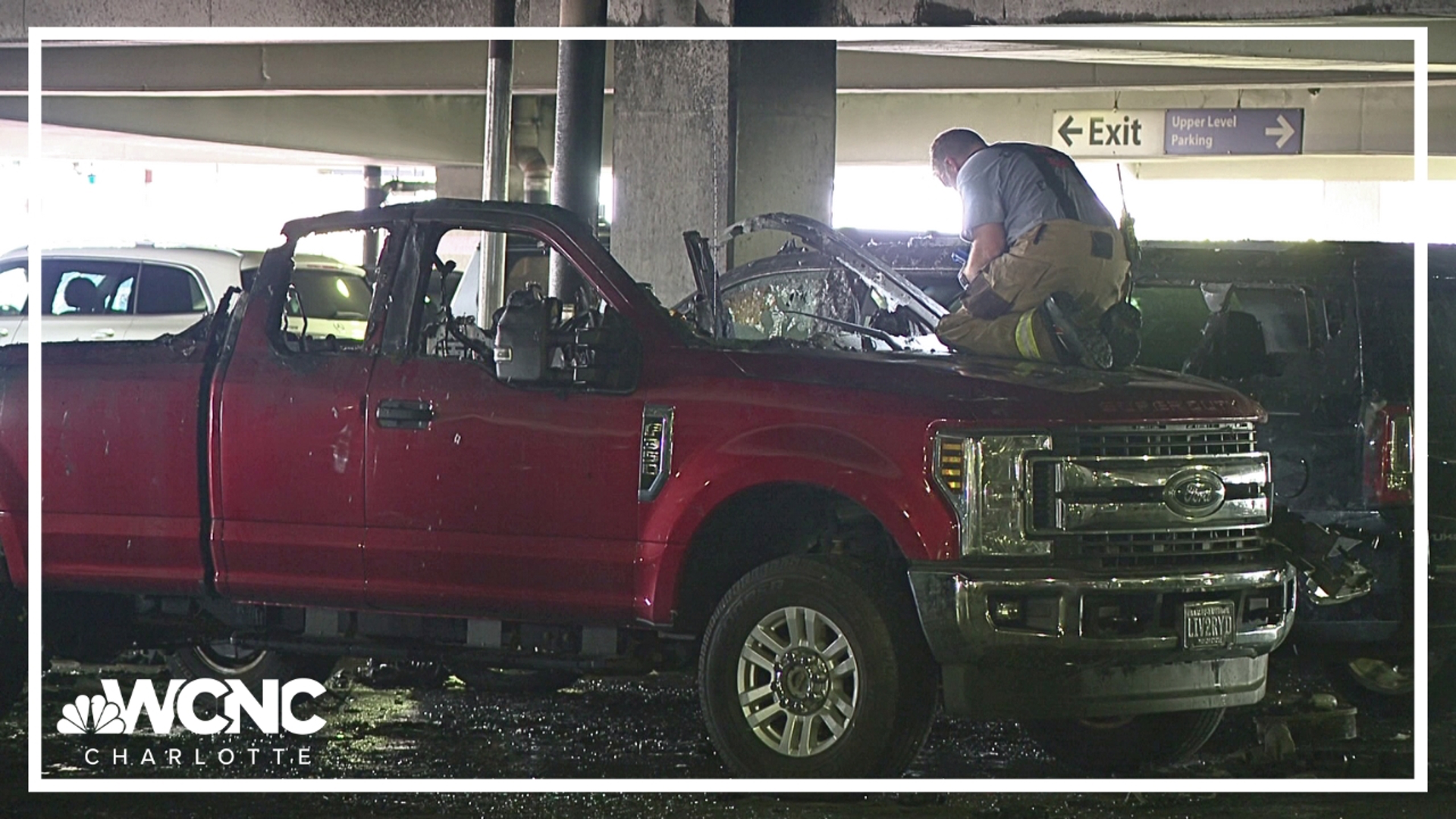 An accidental engine fire is to blame for a fire at Charlotte Douglas airport that destroyed four cars inside a parking garage.