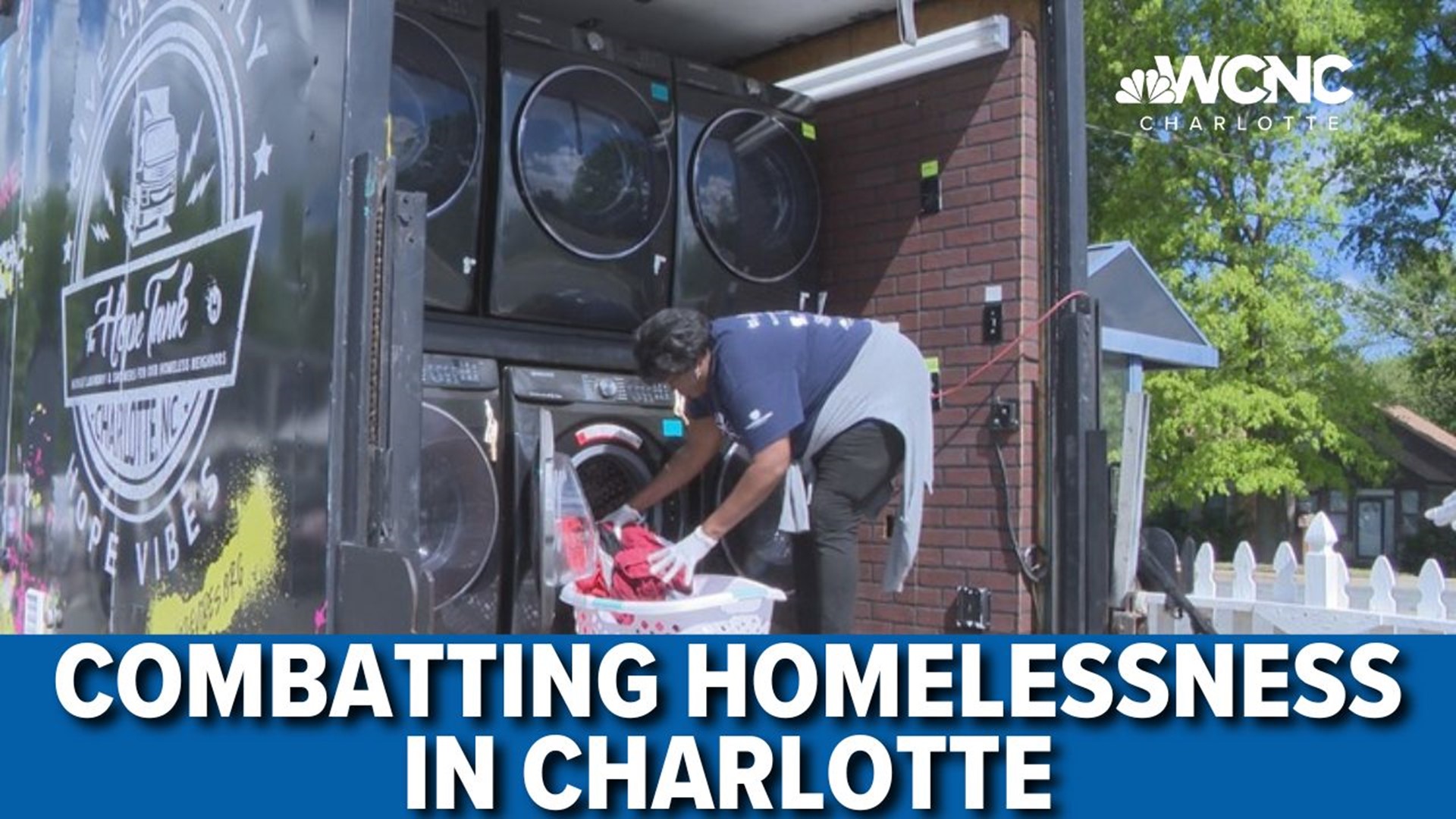 The volunteers joined resources, including use of a box truck transformed into a mobile shower and laundry station, to help those experiencing homelessness.