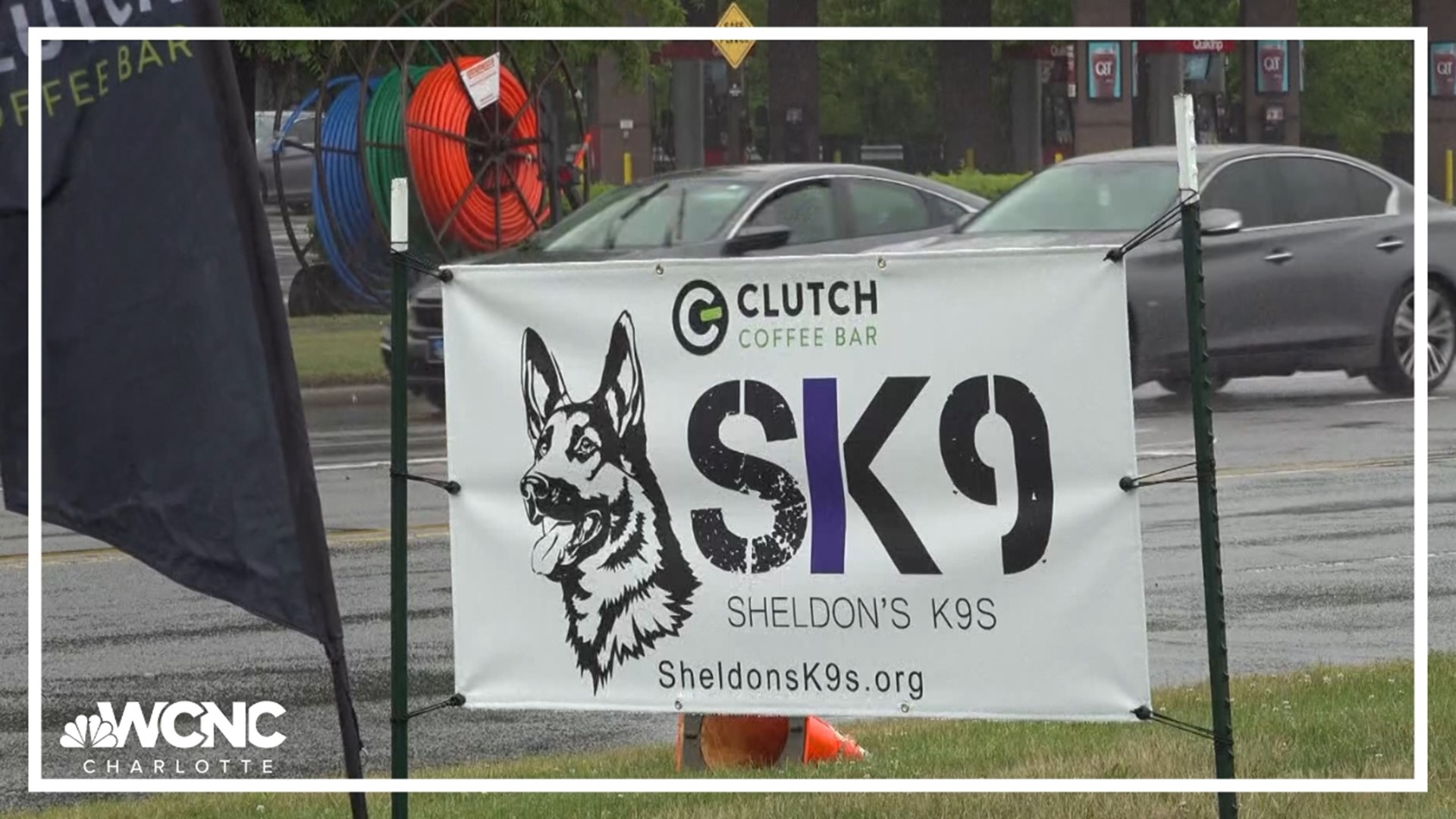 Sheldon's K9 organization teamed up with Clutch Coffee Bar to sell apparel to assist retired K9s.