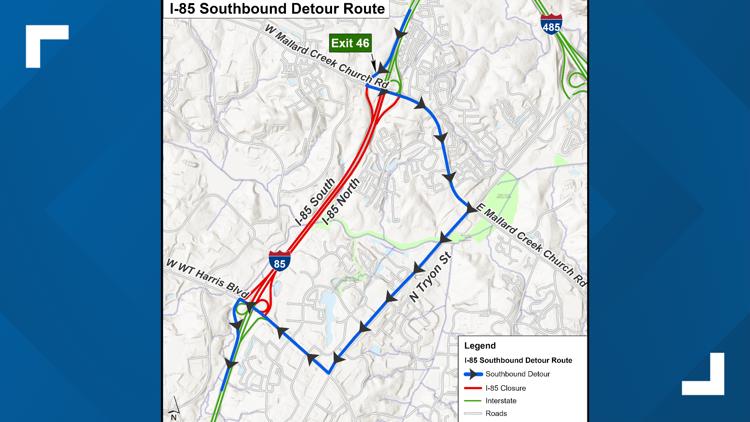 I-85 lanes closed overnight in northeast Charlotte until Friday