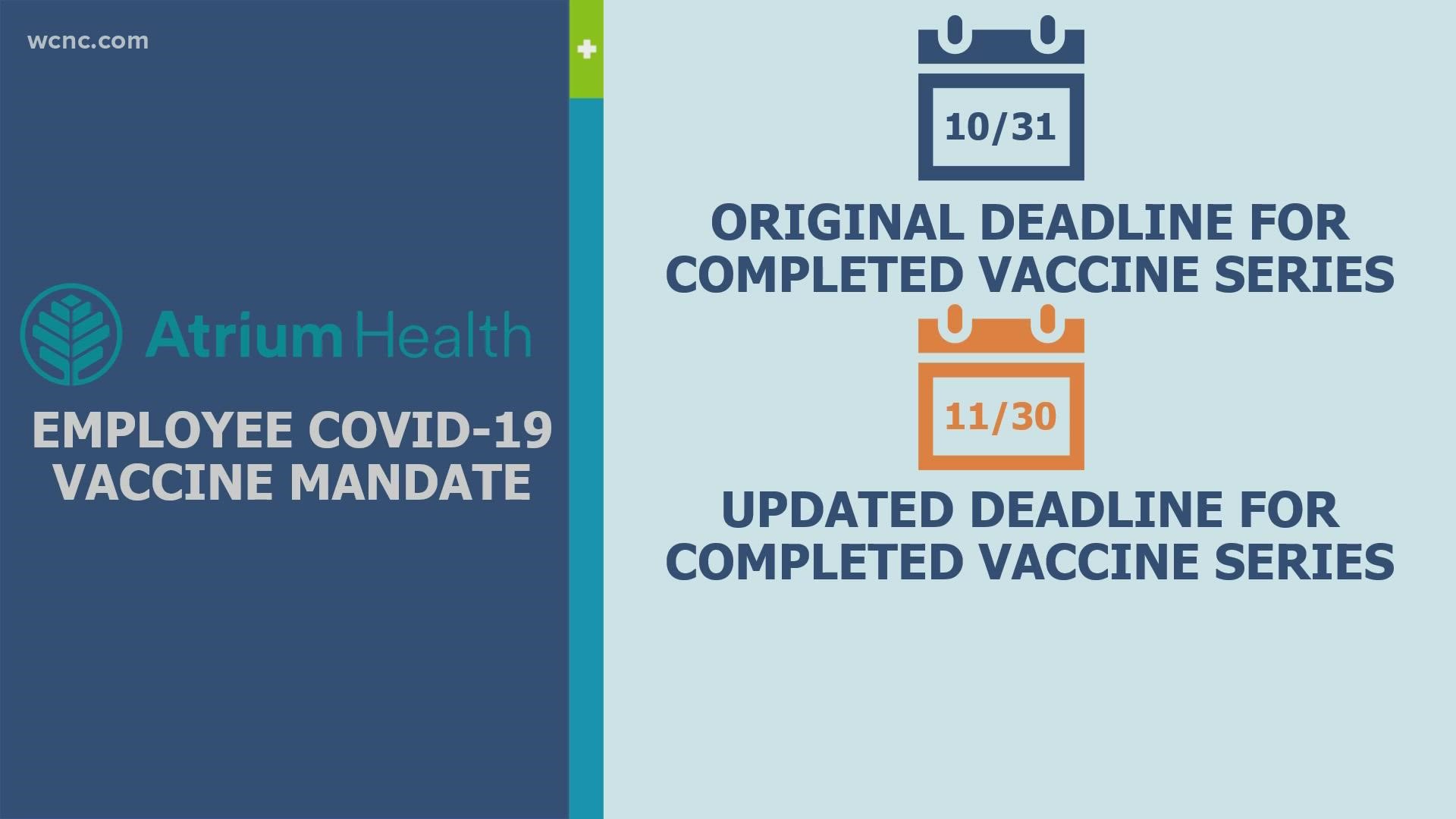 The deadline for employees to get fully vaccinated against COVID-19 has been bumped one month later.