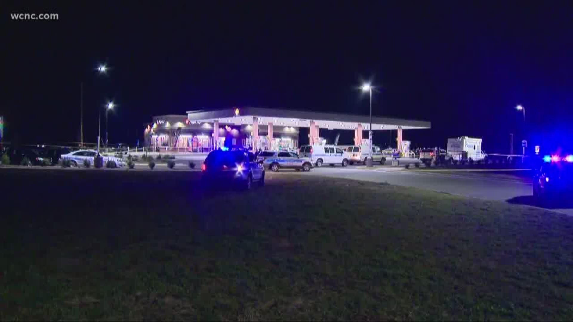 Police say the shooting happened on Mallard Creek Road. CMPD responded to a gas station near Concord Mills Mall just after 6:30 p.m.