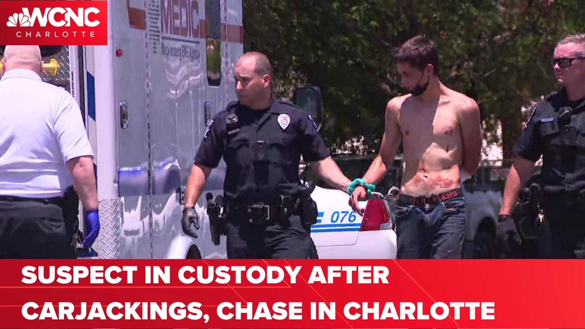 A carjacking suspect in custody after a two-hour long chase through Charlotte.