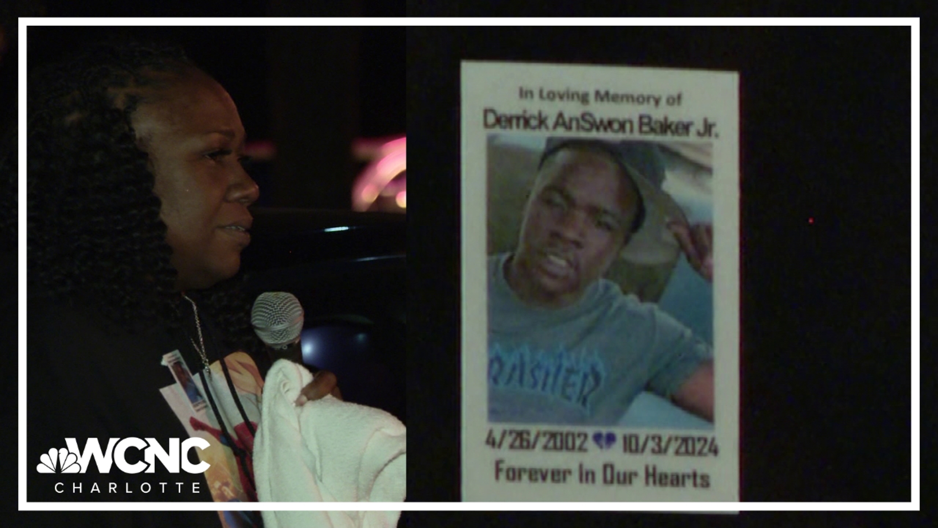 Family and loved ones met at Camp Greene Park for a vigil, remembering the life of 22-year-old Derrick Baker, Jr.