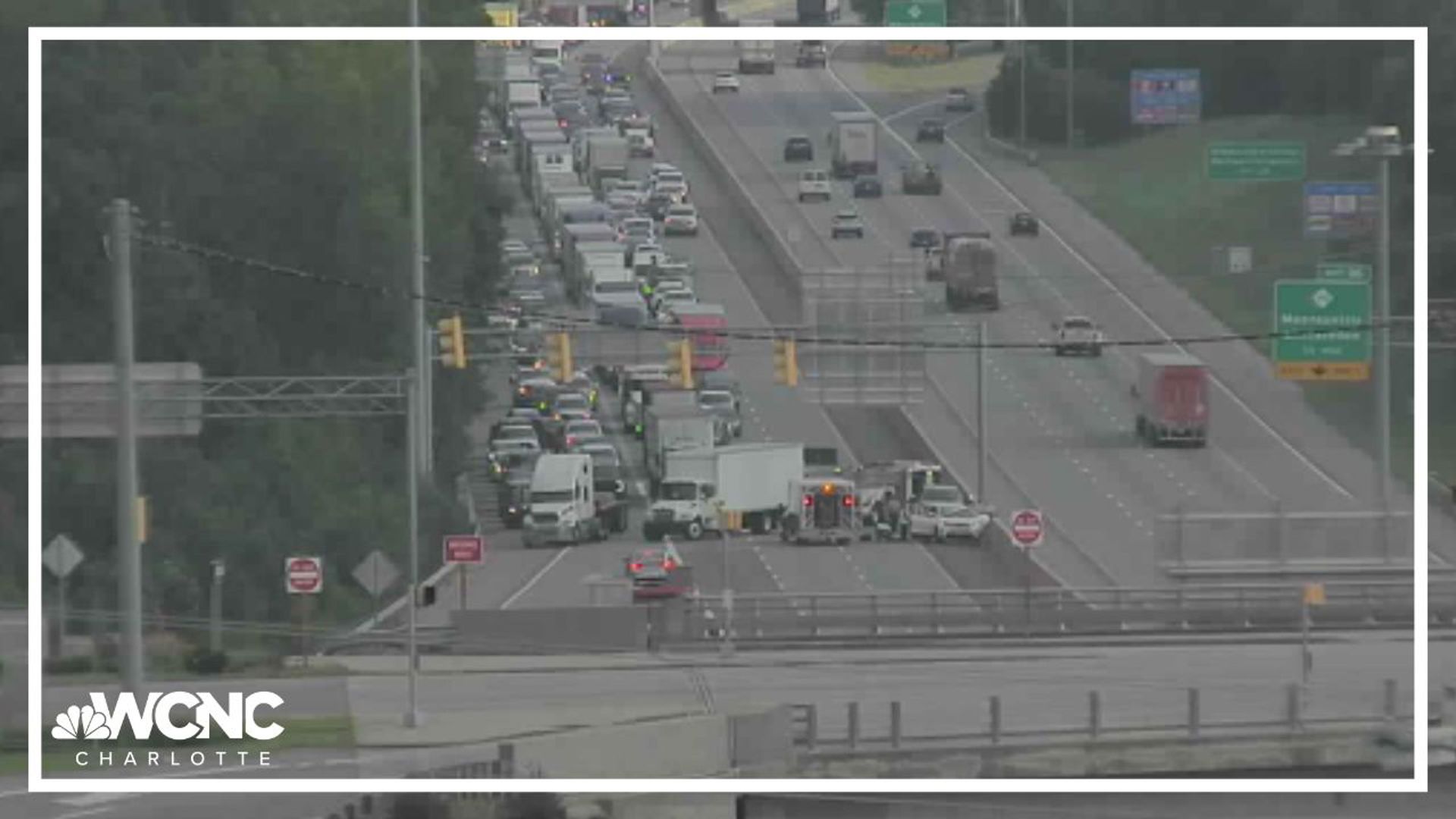 The southbound lanes of I-77 are closed due to a crash in Mooresville.