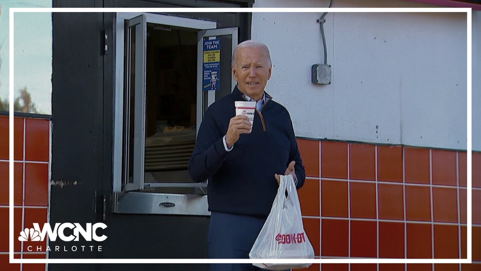 President Biden ordered a vanilla milkshake with chocolate sauce from the North Carolina staple.