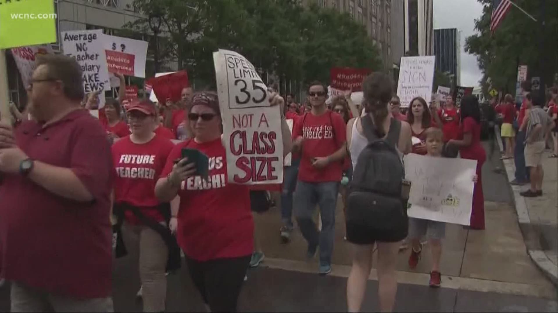 Thousands of North Carolina teachers are rallying outside the North Carolina General Assembly, demanding better pay and working conditions in classrooms across the state.