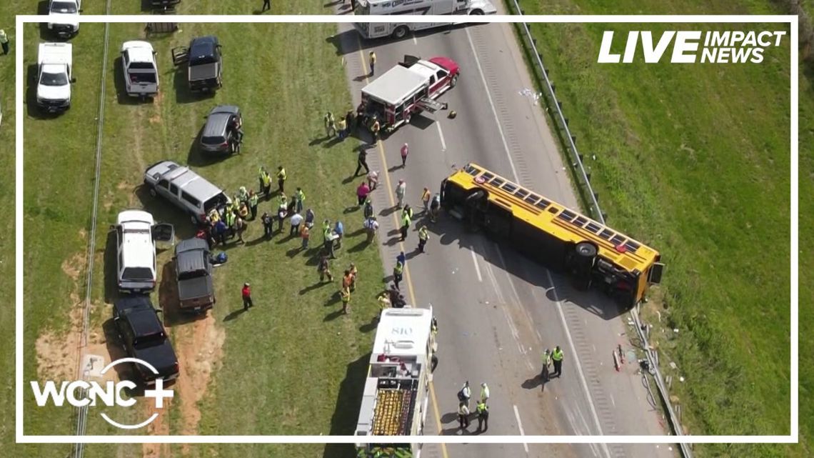 Multiple medical helicopters respond to school bus crash on I-77 | wcnc.com