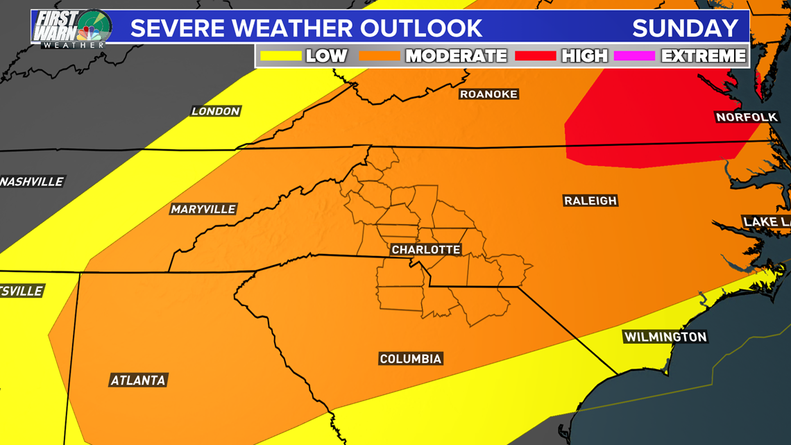 Charlotte area severe storm chances