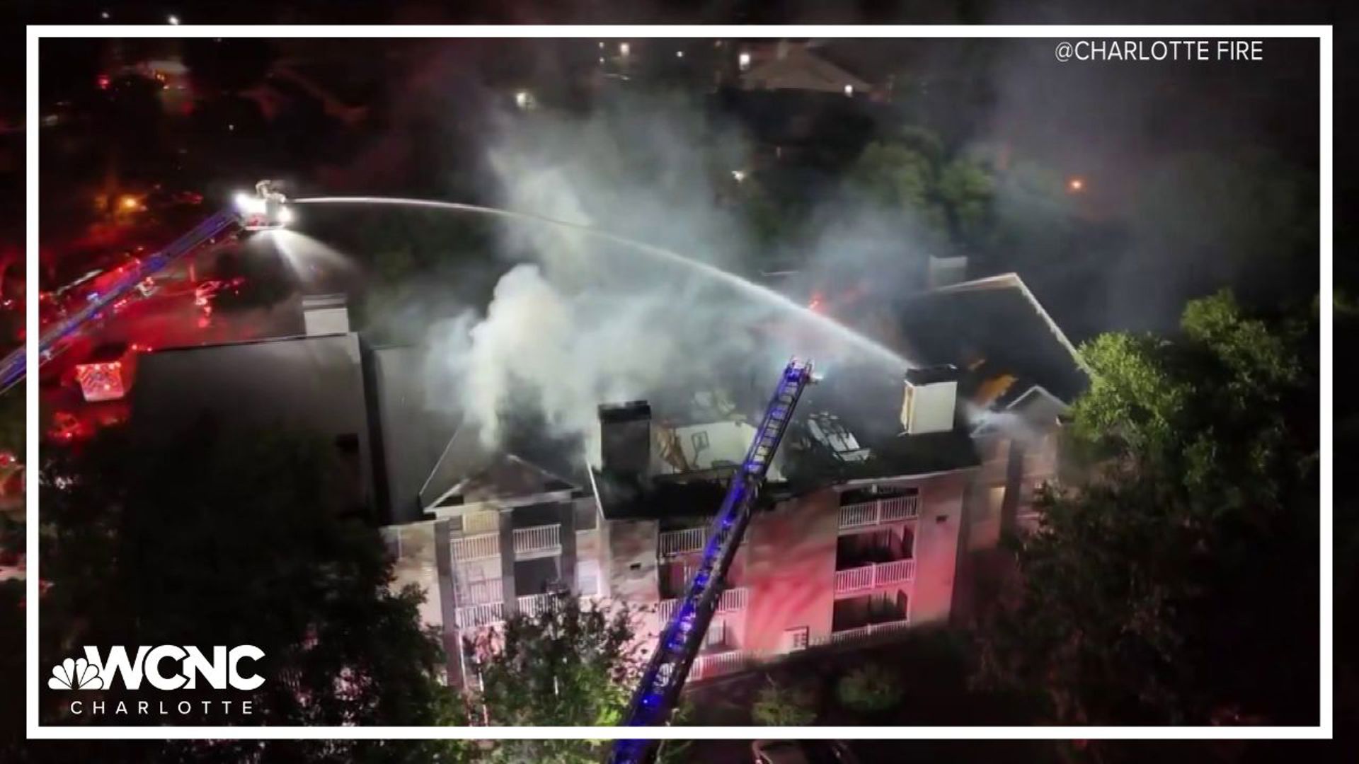 Investigators said an unattended candle caused a massive fire that destroyed an apartment building in southwest Charlotte early Friday morning.