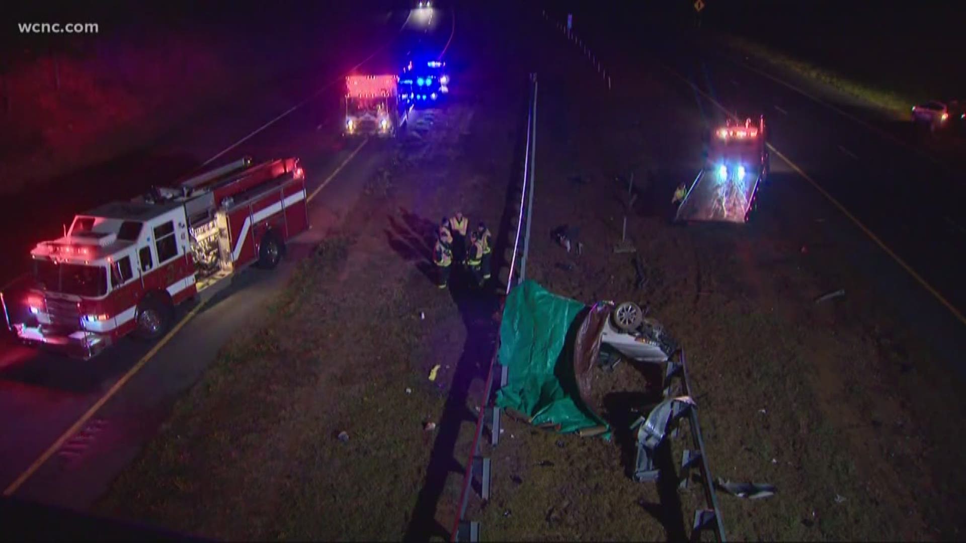 One lane of I-485 was shut down for several hours after a deadly crash near Lawyers Road Monday morning.