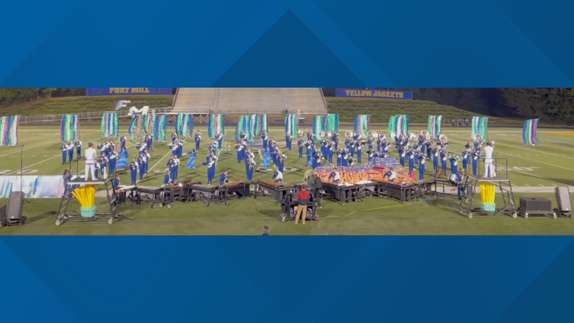Fort Mill High School band marching in Dublin in 2023 | wcnc.com