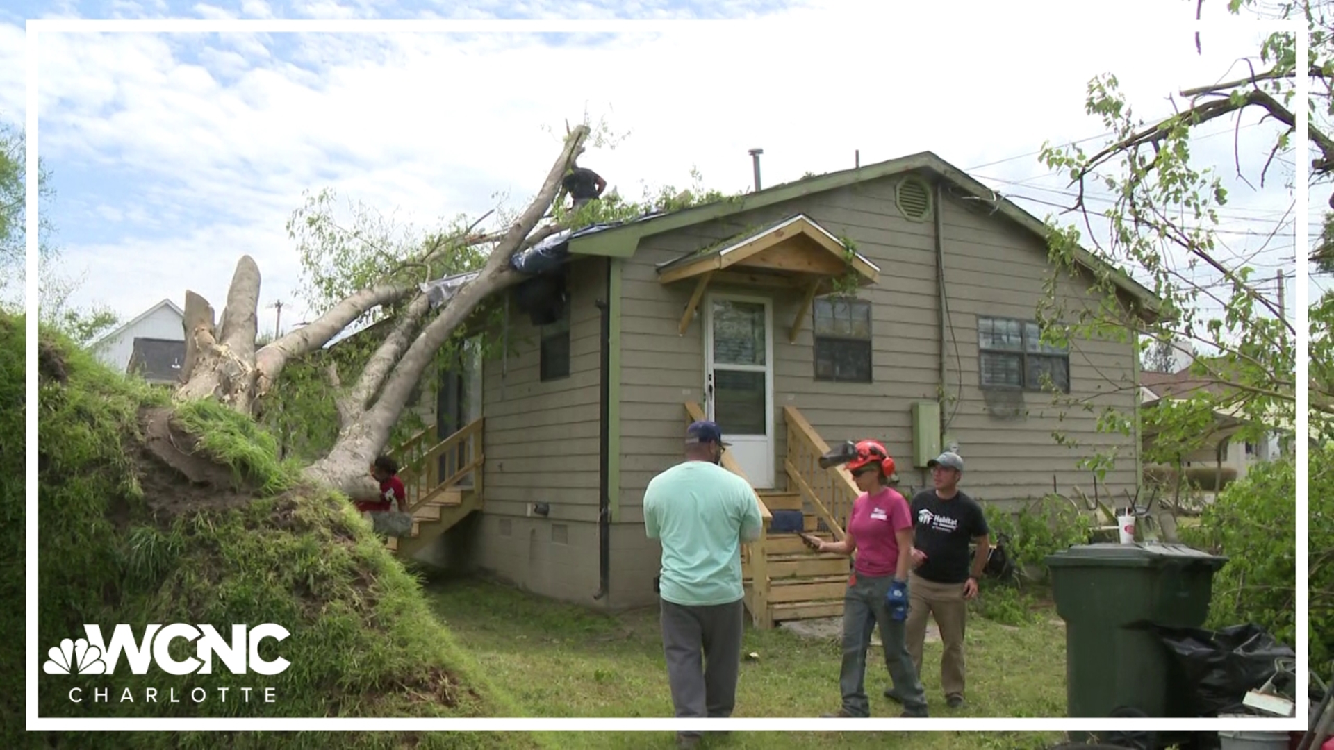 Volunteers with York Habitat for Humanity spent Wednesday working to help families recover after Saturday's storms left some roads impassable and homes destroyed.