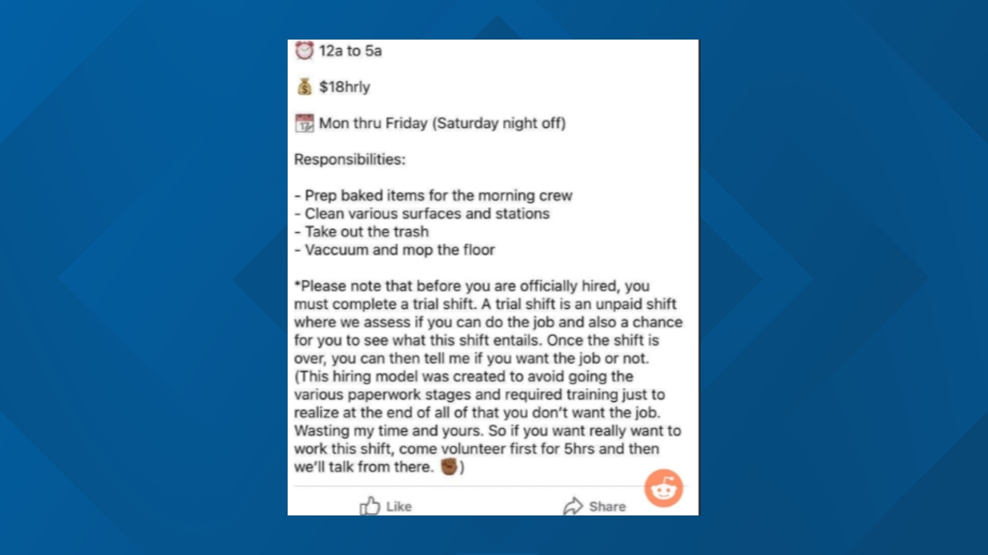 Is a trial shift legal in North Carolina?