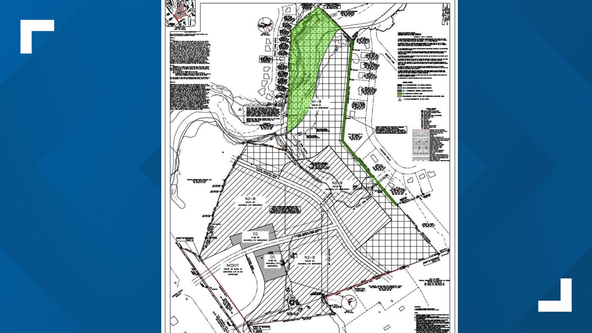 A developer wants to build houses, apartments, and businesses on land near Matthews, where NCDOT plans to extend roads.