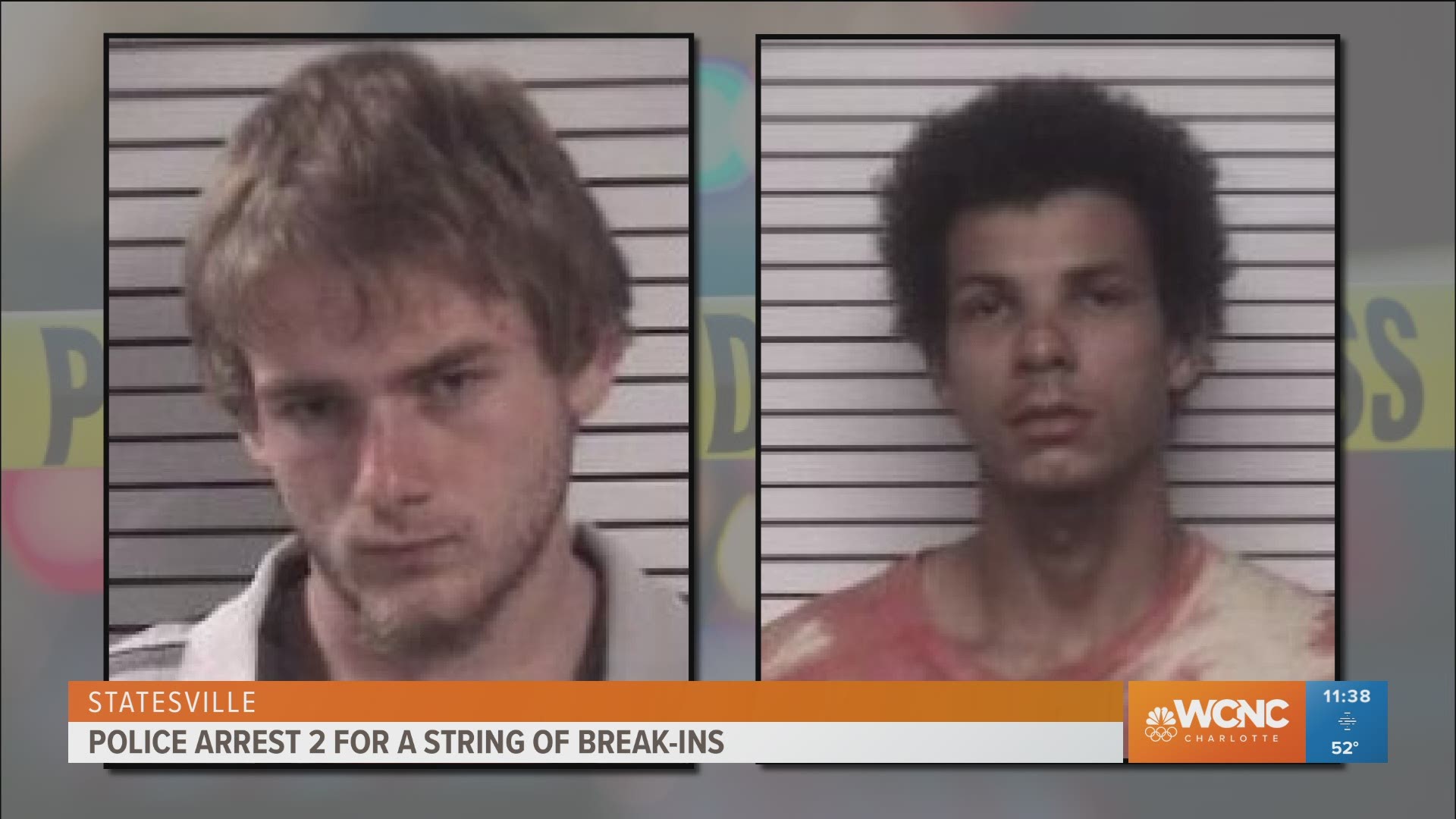 Two men are facing multiple charges after a string of car and home break-ins across Statesville, North Carolina.
