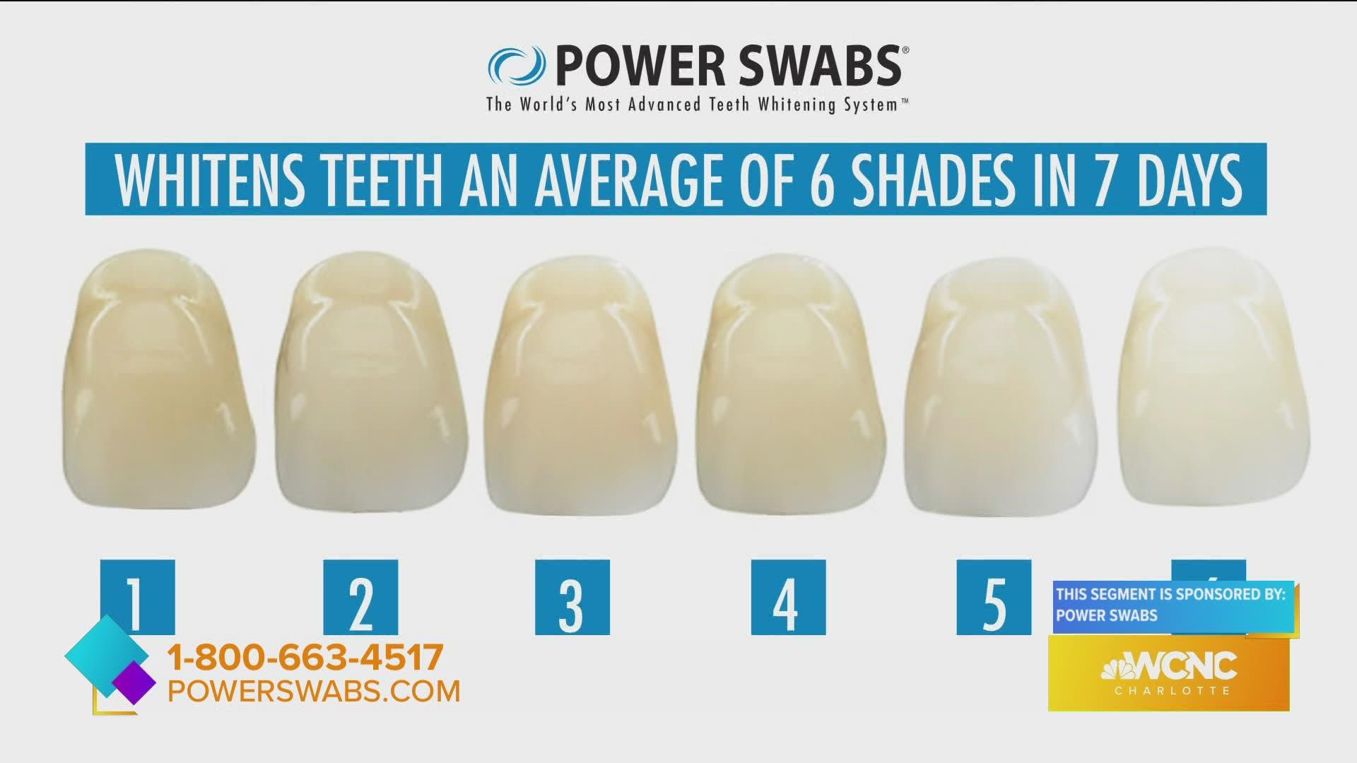 Powerswabs can whiten your teeth an average of 6 shades in 7 days