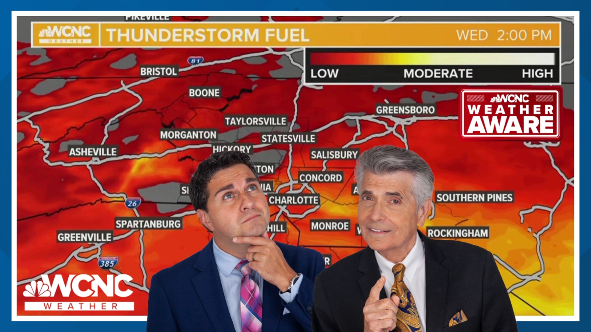 The WCNC Charlotte Weather Team wants you to stay Weather Aware on Wednesday afternoon and evening due to scattered showers and storms.