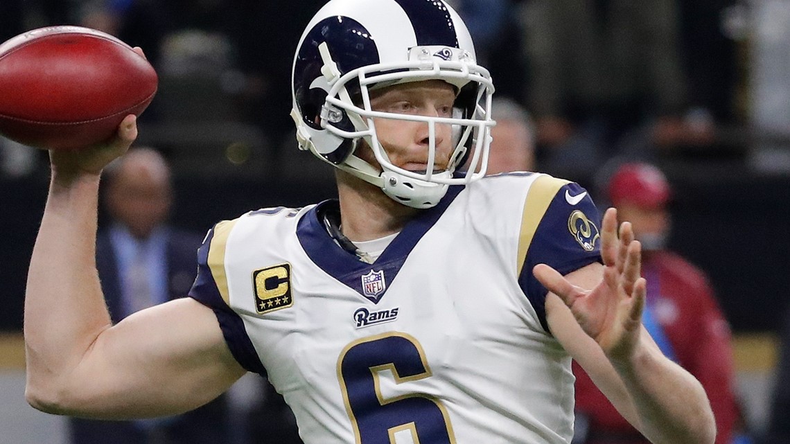 ATLANTA, GA – OCTOBER 30: Carolina punter Johnny Hekker (10) punts the ball  during the NFL game between the Carolina Panthers and the Atlanta Falcons  on October 30th, 2022 at Mercedes-Benz Stadium