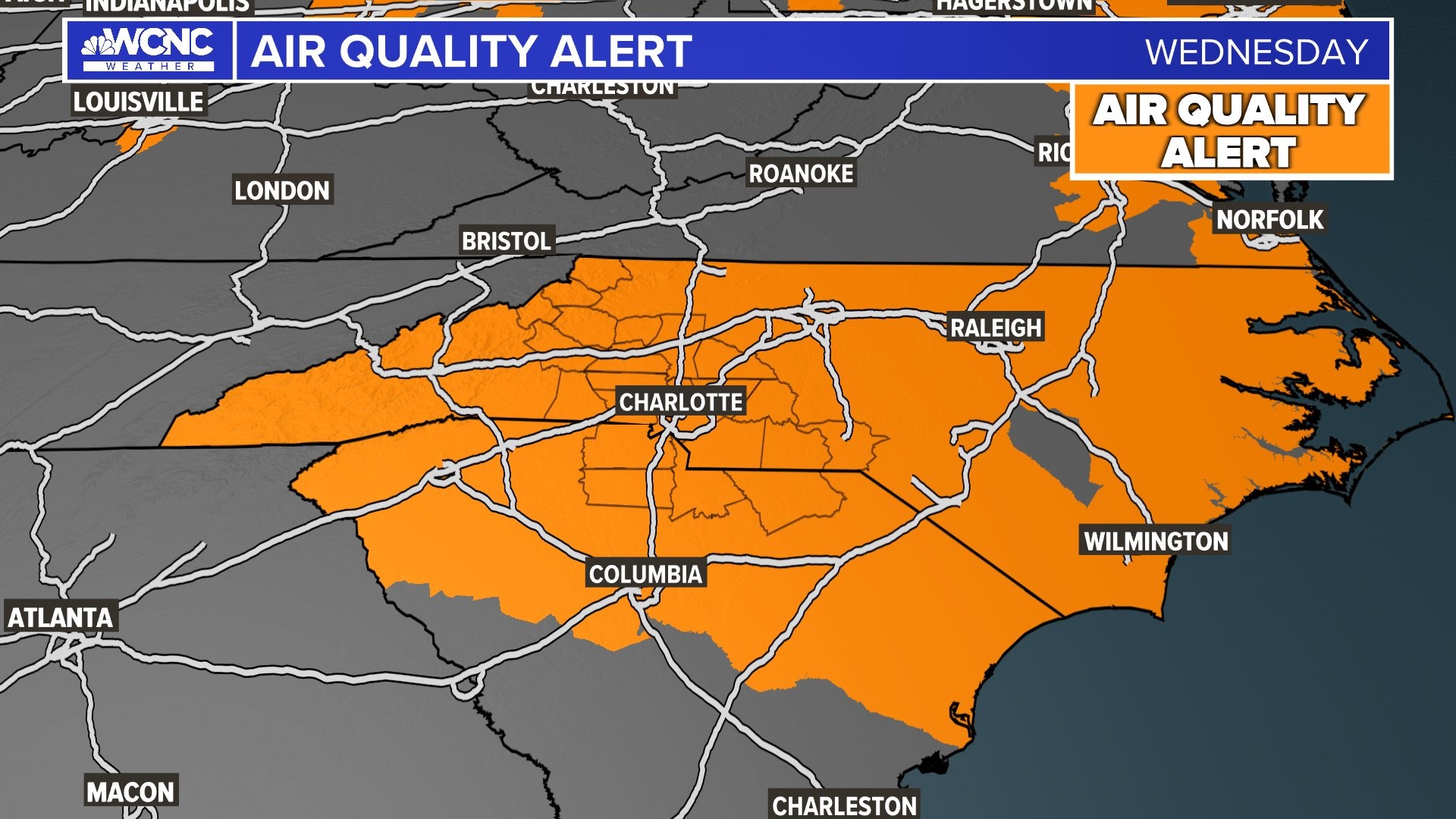 Code Red for poor air quality issued in Chalrotte, NC