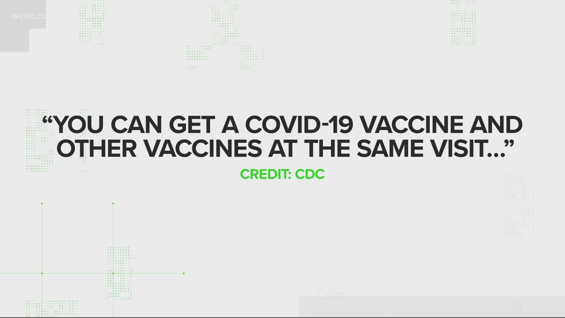 The CDC says our immune response is generally the same when given one or two vaccines even at the same time.